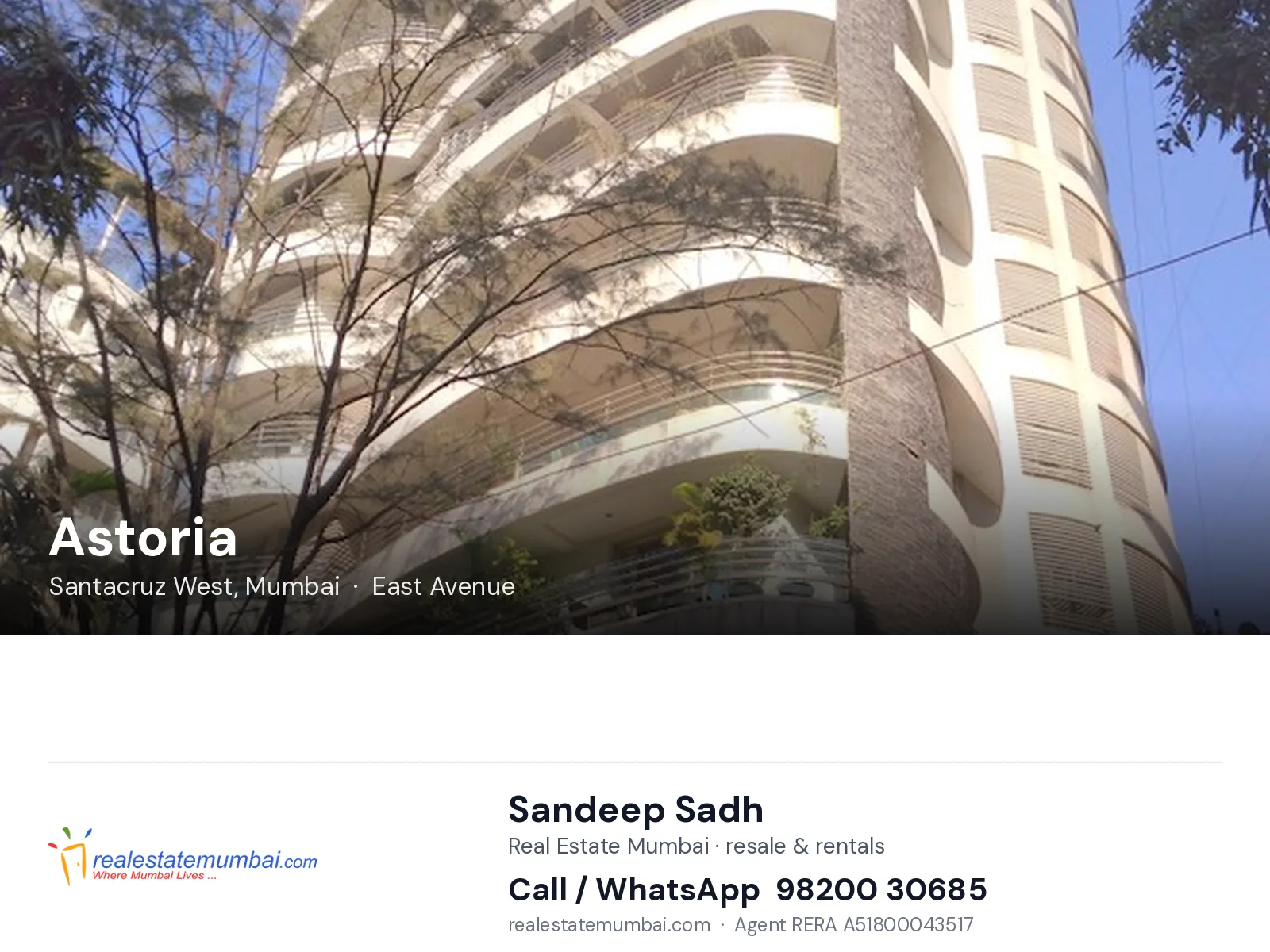 Astoria, Santacruz West, Mumbai — flats | Real Estate Mumbai, Sandeep Sadh 98200 30685