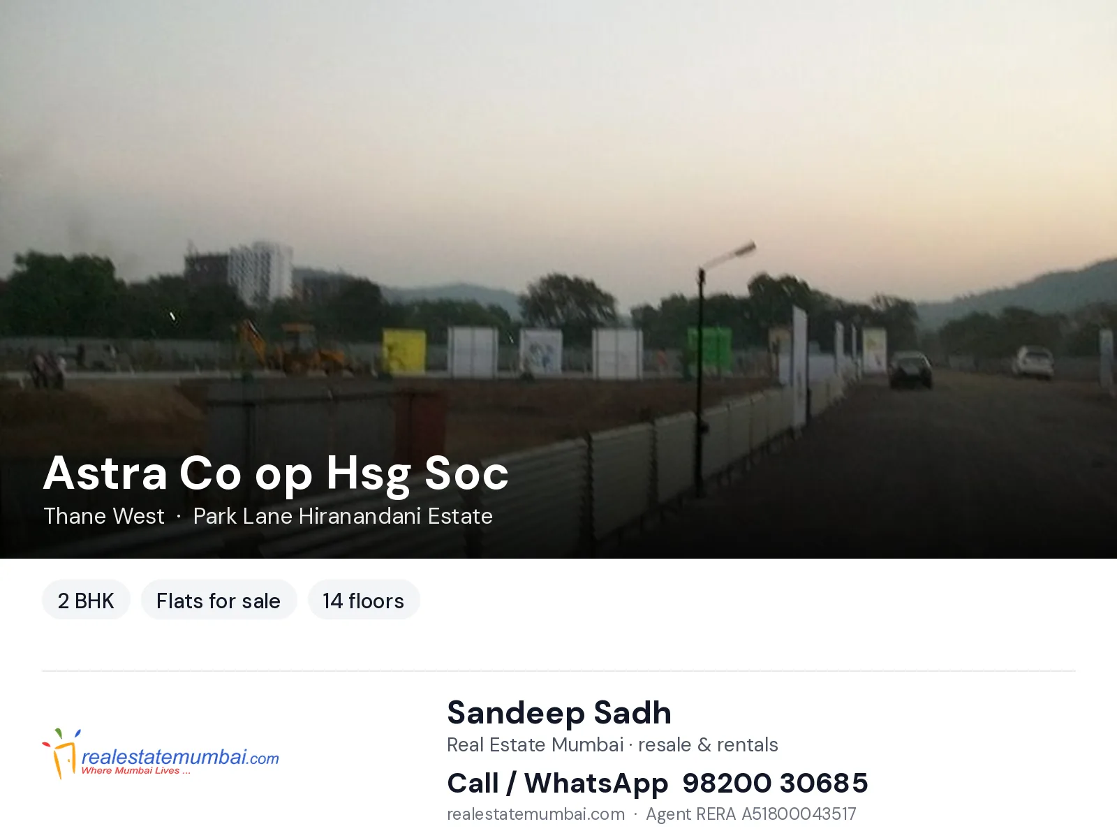 Astra Co op Hsg Soc, Thane West — 2 BHK flats for sale | Real Estate Mumbai, Sandeep Sadh 98200 30685