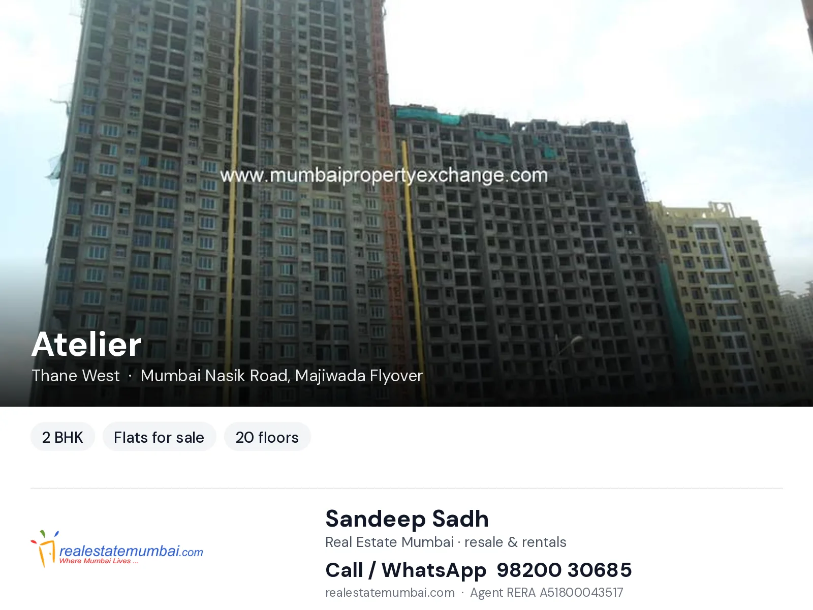 Atelier, Thane West — 2 BHK flats for sale | Real Estate Mumbai, Sandeep Sadh 98200 30685