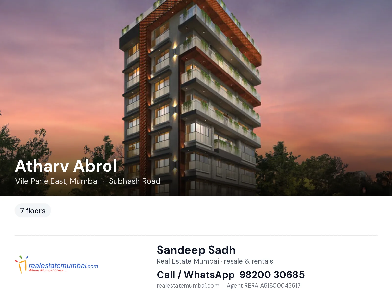Atharv Abrol, Vile Parle East, Mumbai — flats | Real Estate Mumbai, Sandeep Sadh 98200 30685