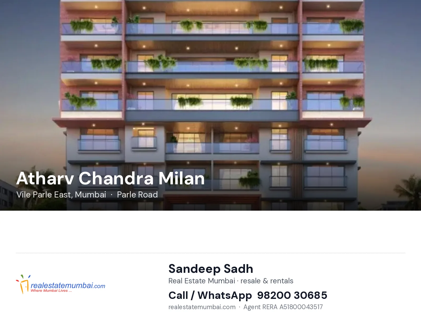 Atharv Chandra Milan, Vile Parle East, Mumbai — flats | Real Estate Mumbai, Sandeep Sadh 98200 30685