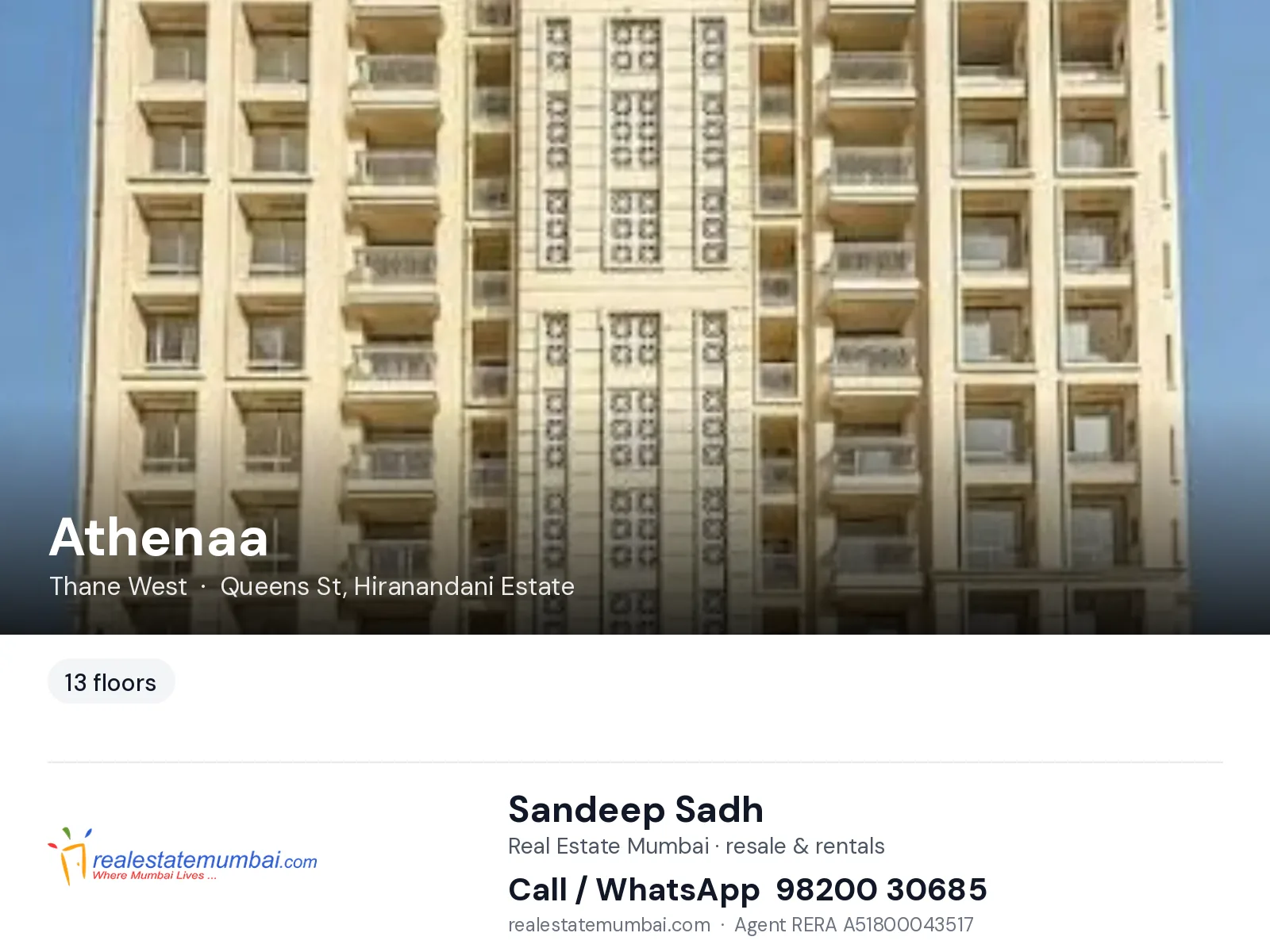 Athenaa, Thane West — flats | Real Estate Mumbai, Sandeep Sadh 98200 30685
