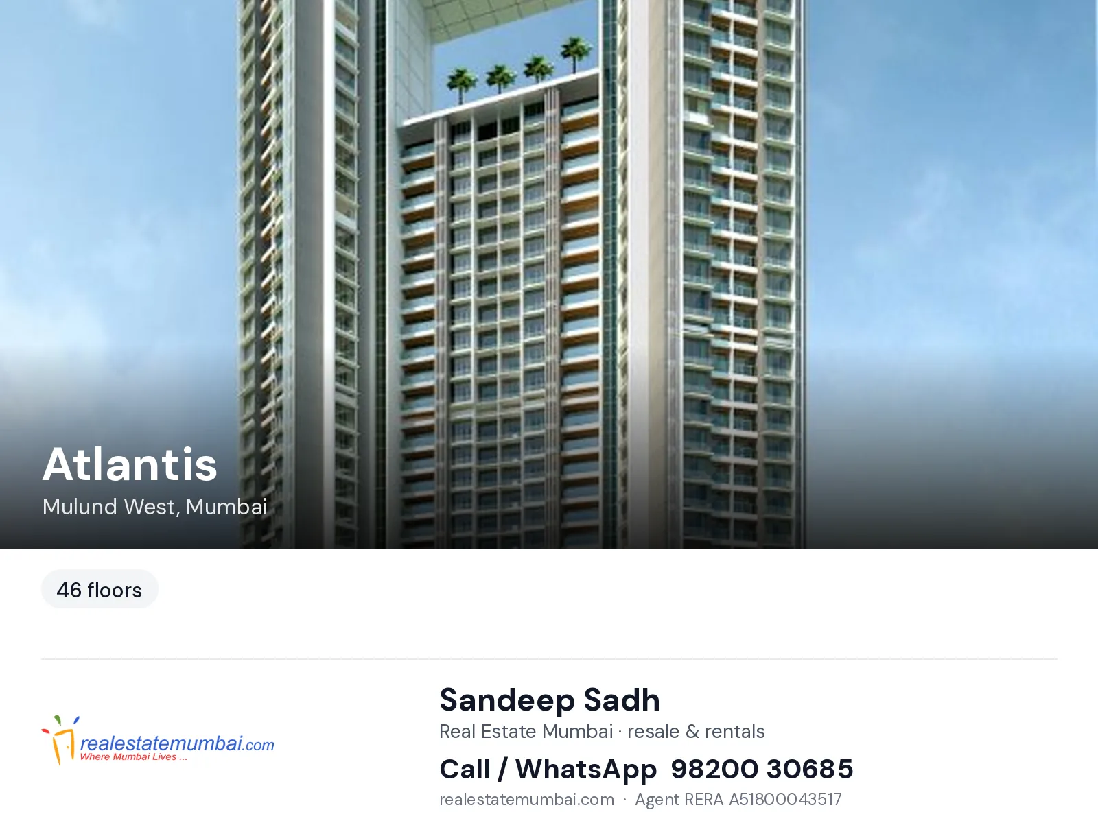 Atlantis, Mulund West, Mumbai — flats | Real Estate Mumbai, Sandeep Sadh 98200 30685