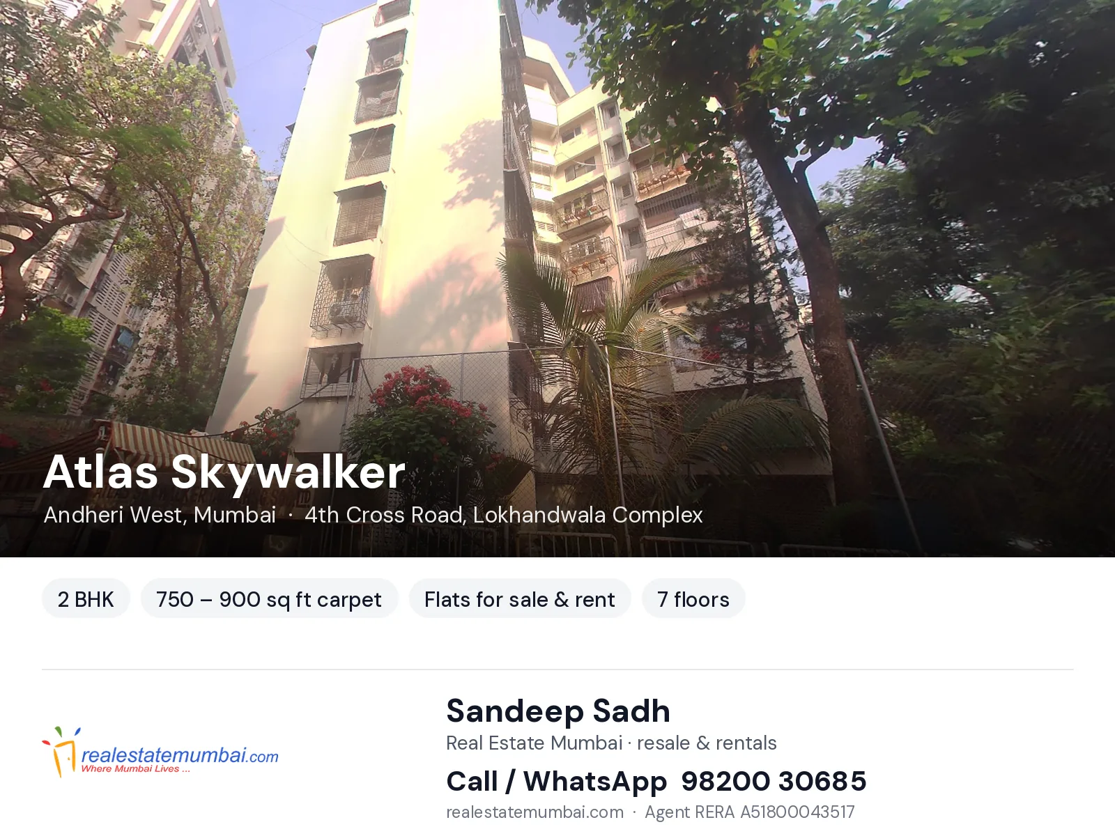 Atlas Skywalker, Andheri West, Mumbai — 2 BHK flats for sale & rent | Real Estate Mumbai, Sandeep Sadh 98200 30685
