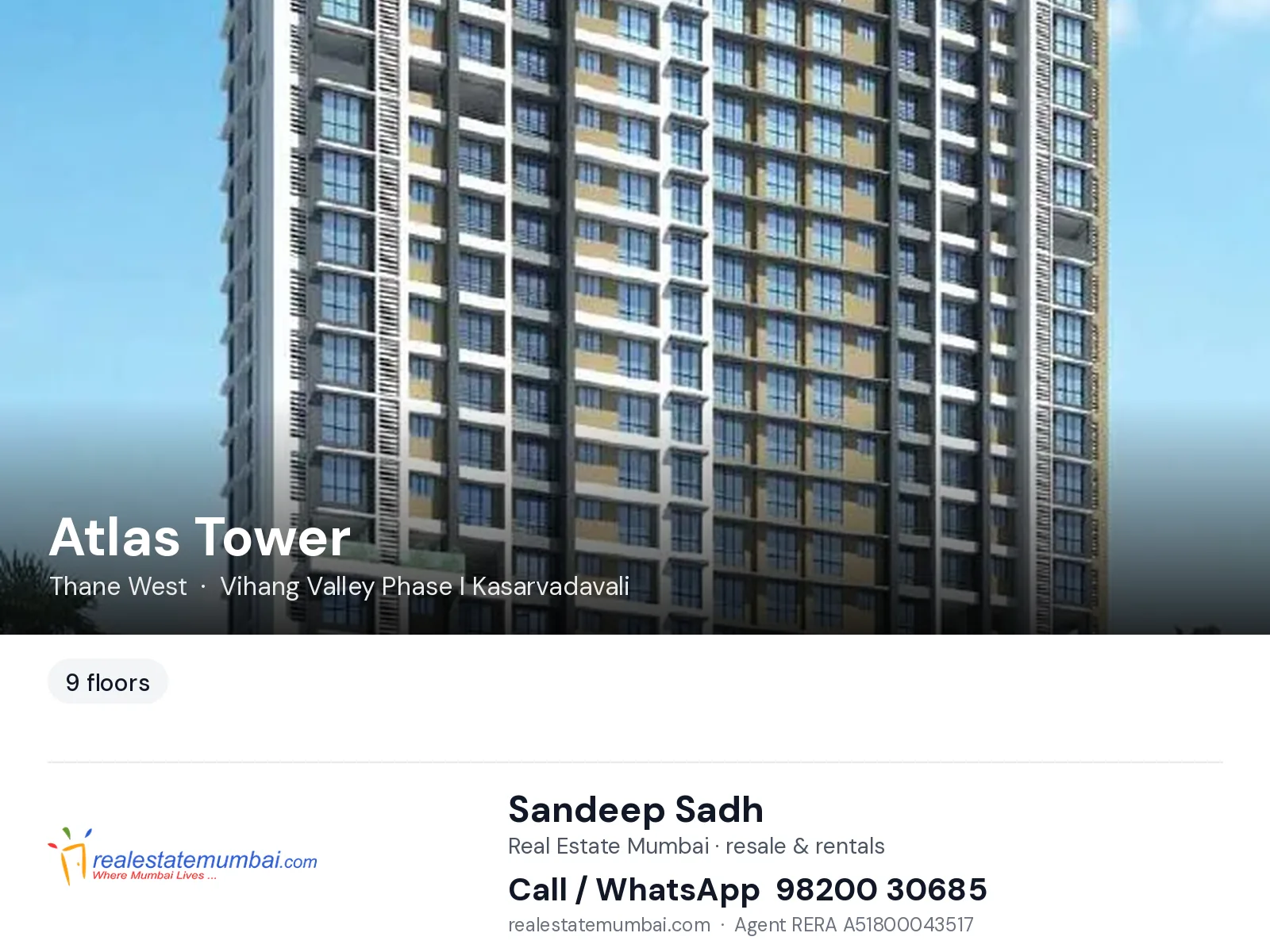 Atlas Tower, Thane West — flats | Real Estate Mumbai, Sandeep Sadh 98200 30685