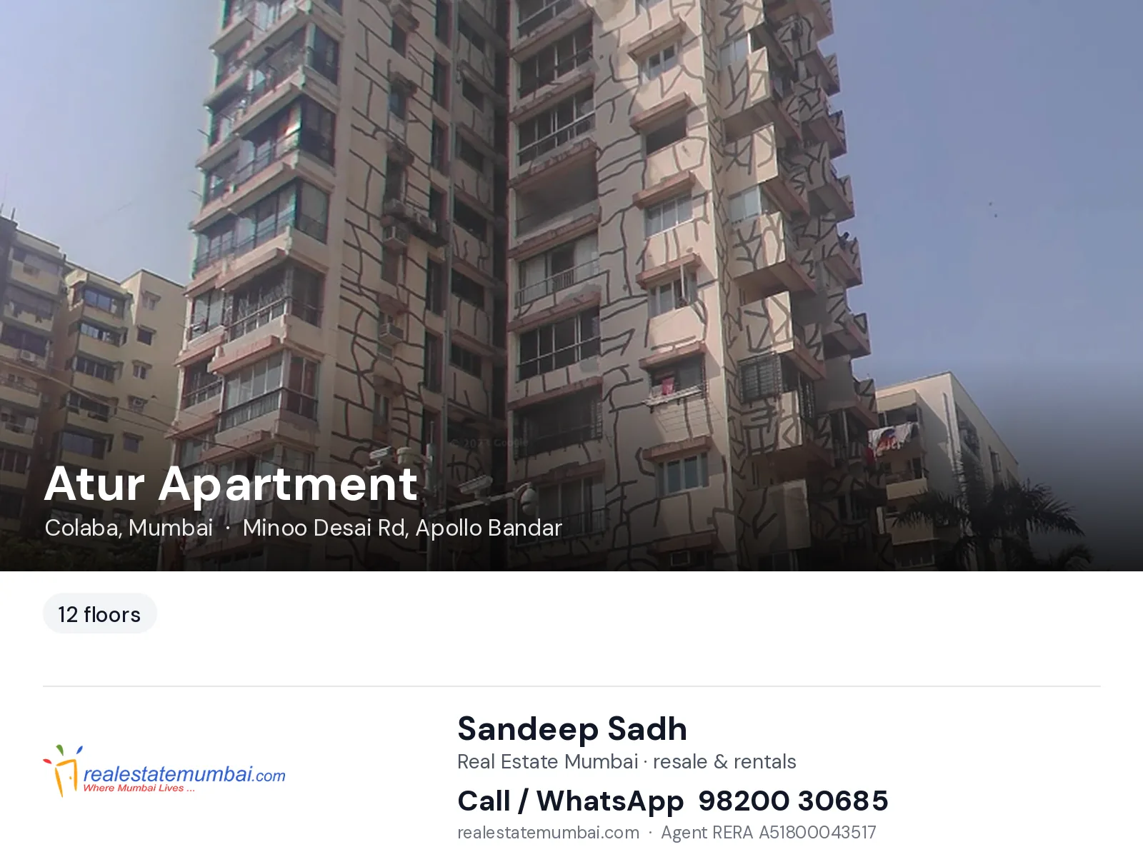 Atur Apartment, Colaba, Mumbai — flats | Real Estate Mumbai, Sandeep Sadh 98200 30685