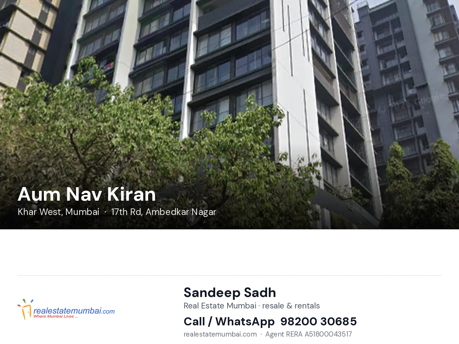 Aum Nav Kiran, Khar West, Mumbai — flats | Real Estate Mumbai, Sandeep Sadh 98200 30685