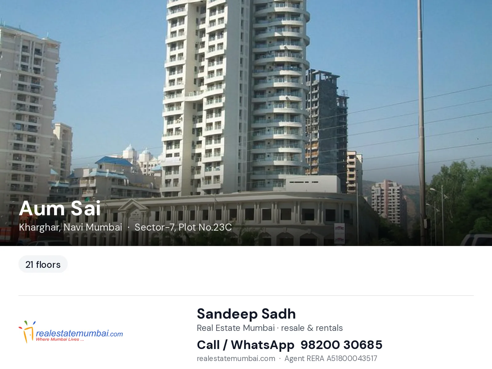 Aum Sai, Kharghar, Navi Mumbai — flats | Real Estate Mumbai, Sandeep Sadh 98200 30685