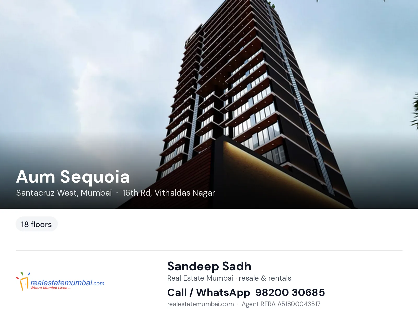 Aum Sequoia, Santacruz West, Mumbai — flats | Real Estate Mumbai, Sandeep Sadh 98200 30685