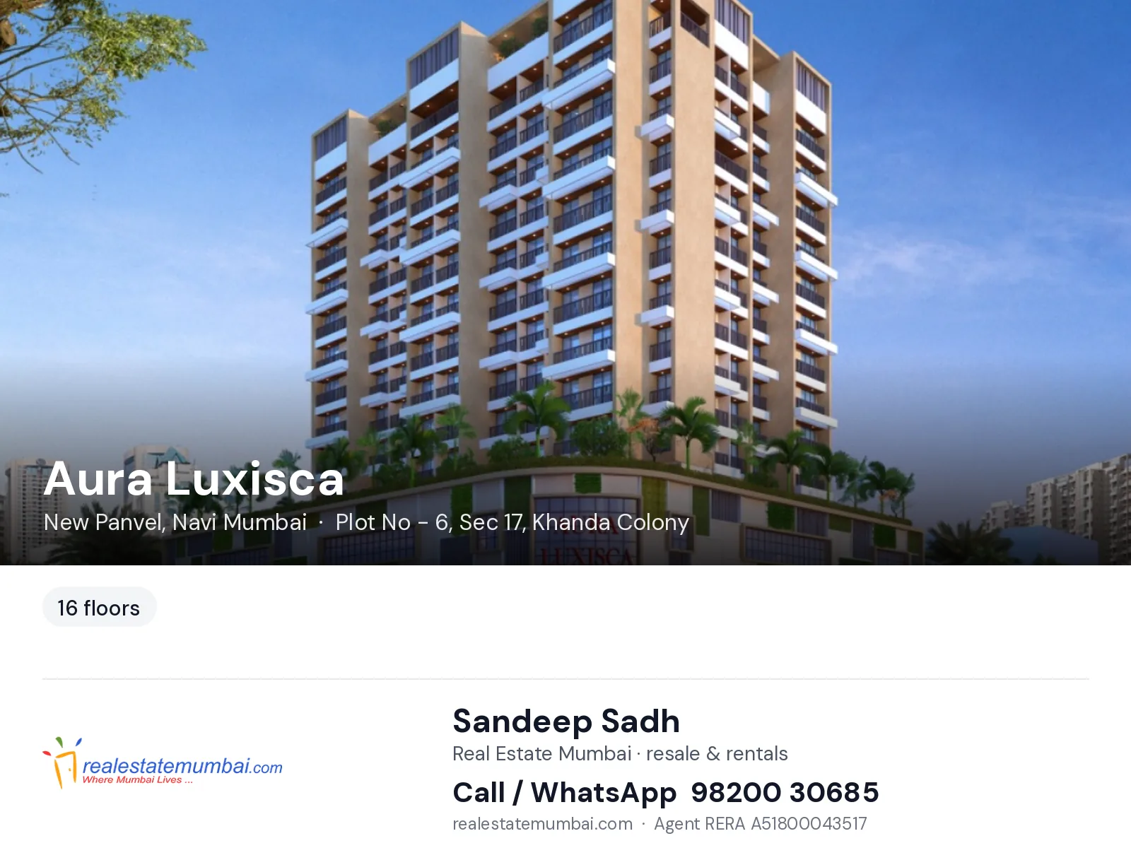Aura Luxisca, New Panvel, Navi Mumbai — flats | Real Estate Mumbai, Sandeep Sadh 98200 30685