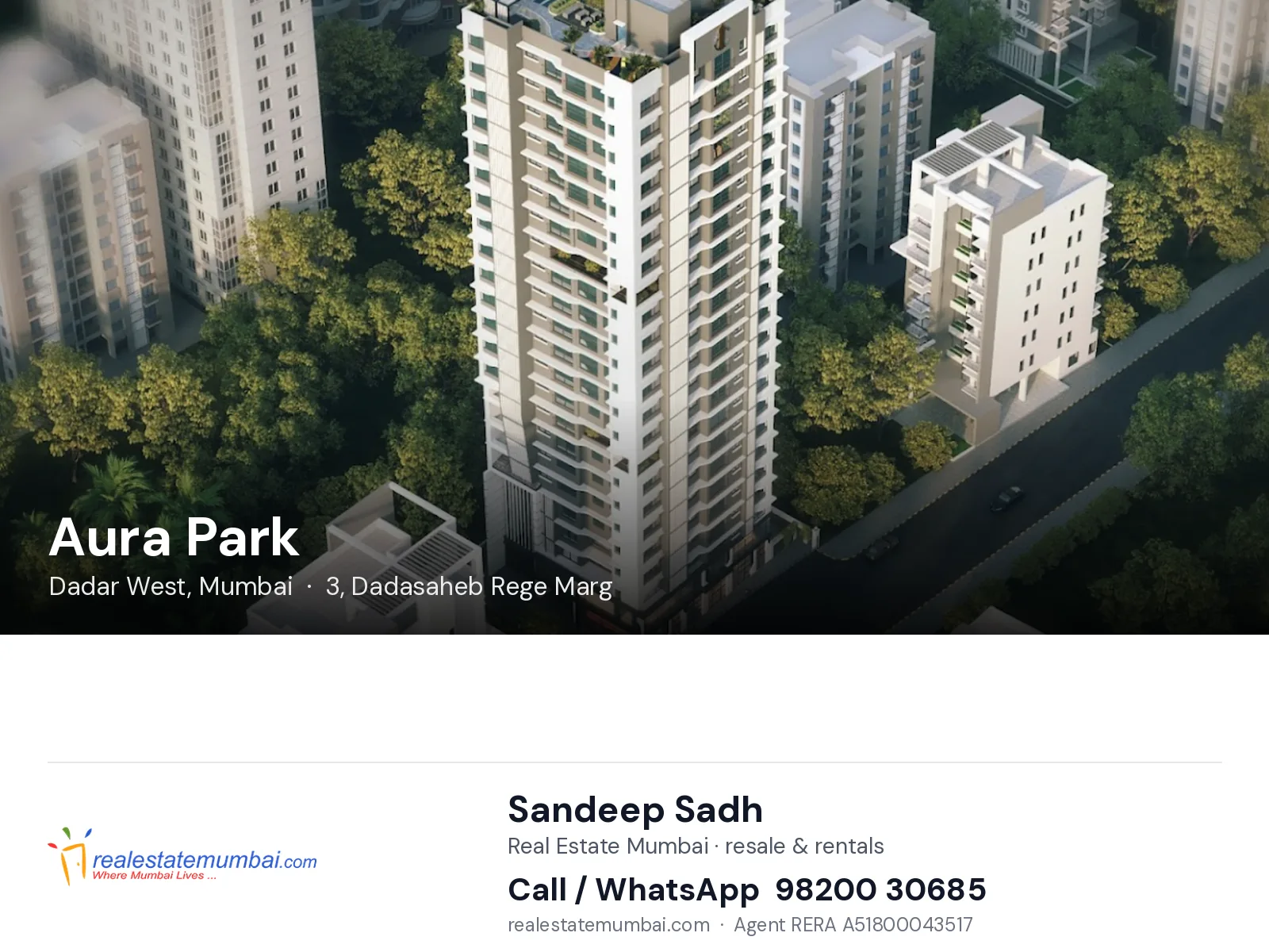 Aura Park, Dadar West, Mumbai — flats | Real Estate Mumbai, Sandeep Sadh 98200 30685