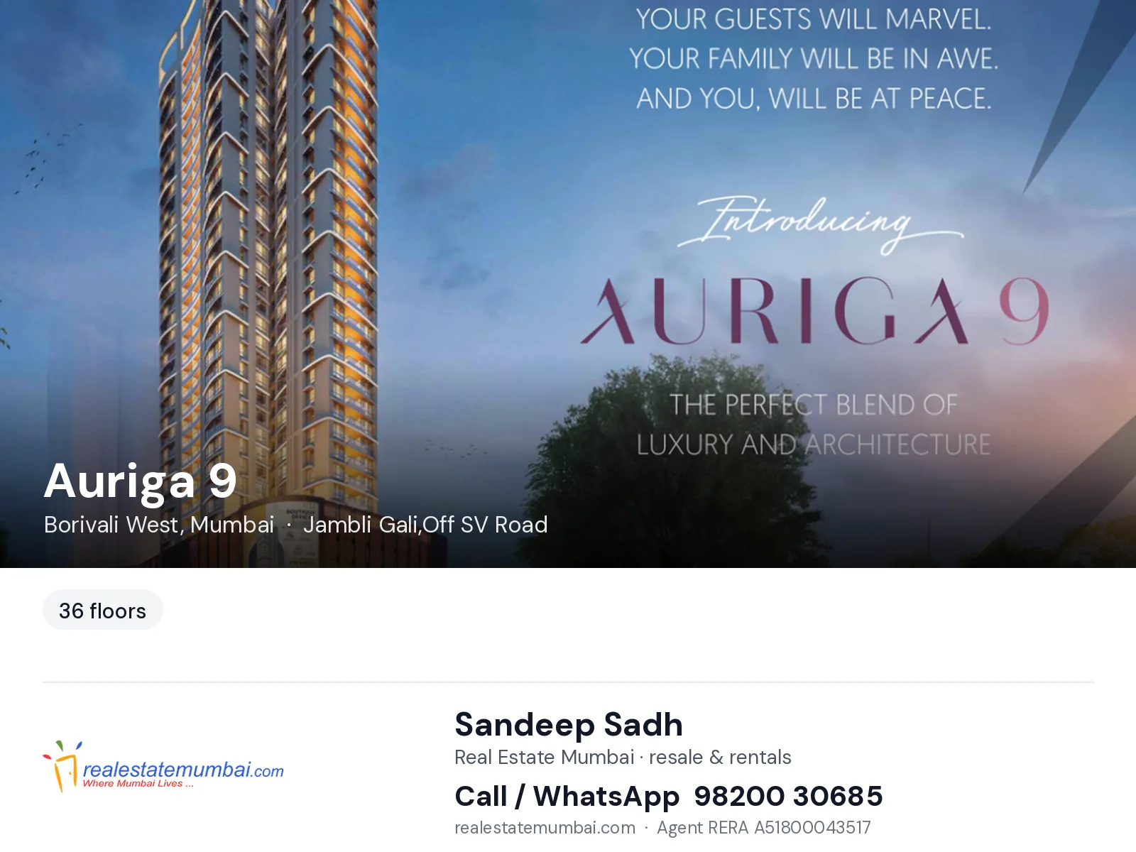Auriga 9, Borivali West, Mumbai — flats | Real Estate Mumbai, Sandeep Sadh 98200 30685