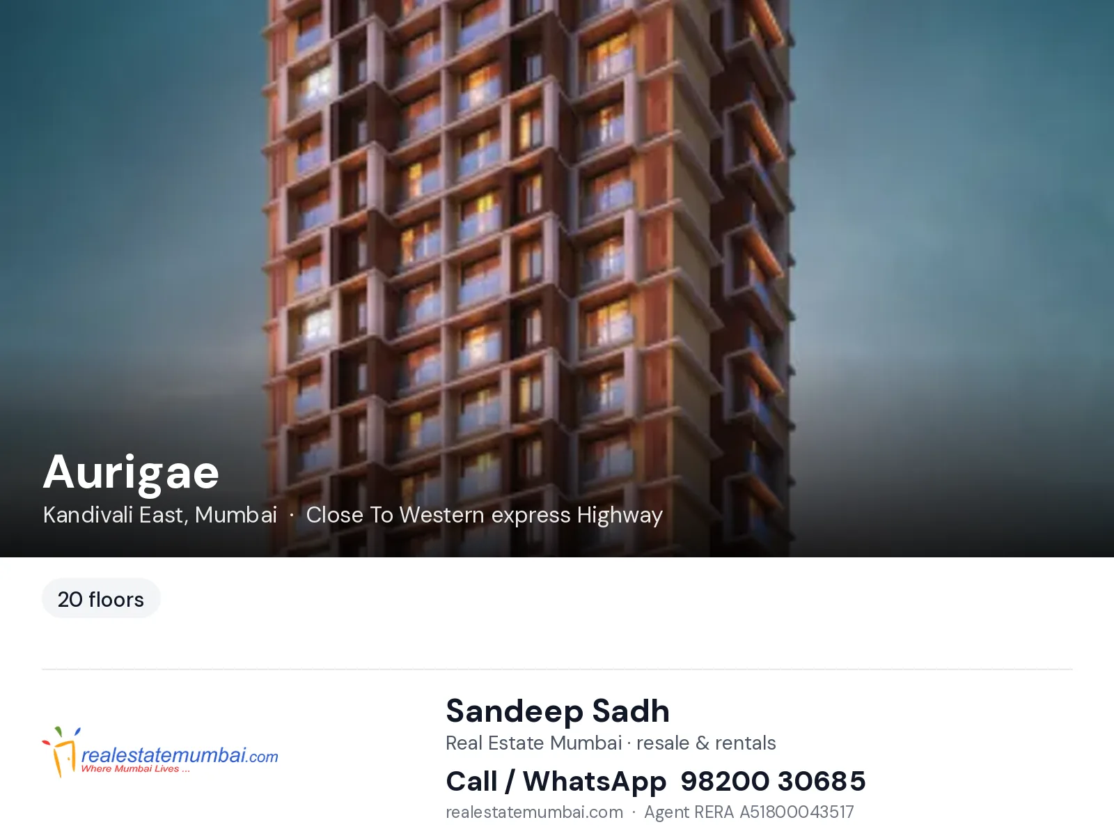 Aurigae, Kandivali East, Mumbai — flats | Real Estate Mumbai, Sandeep Sadh 98200 30685