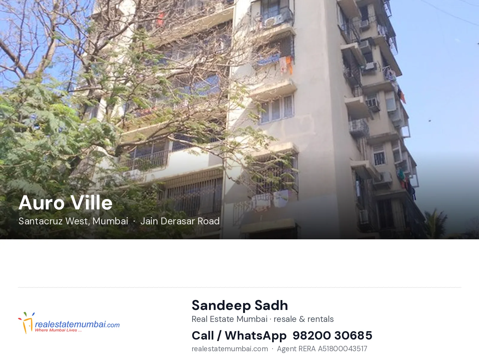 Auro Ville, Santacruz West, Mumbai — flats | Real Estate Mumbai, Sandeep Sadh 98200 30685