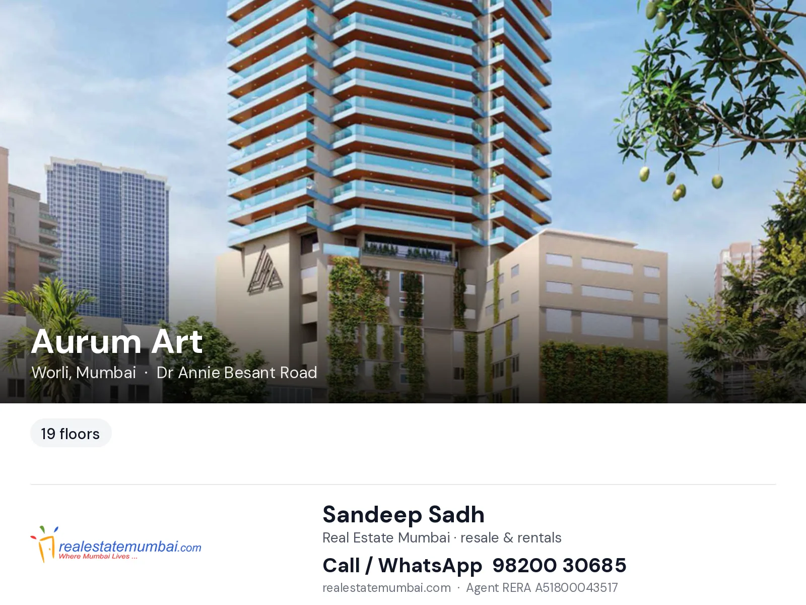 Aurum Art, Worli, Mumbai — flats | Real Estate Mumbai, Sandeep Sadh 98200 30685