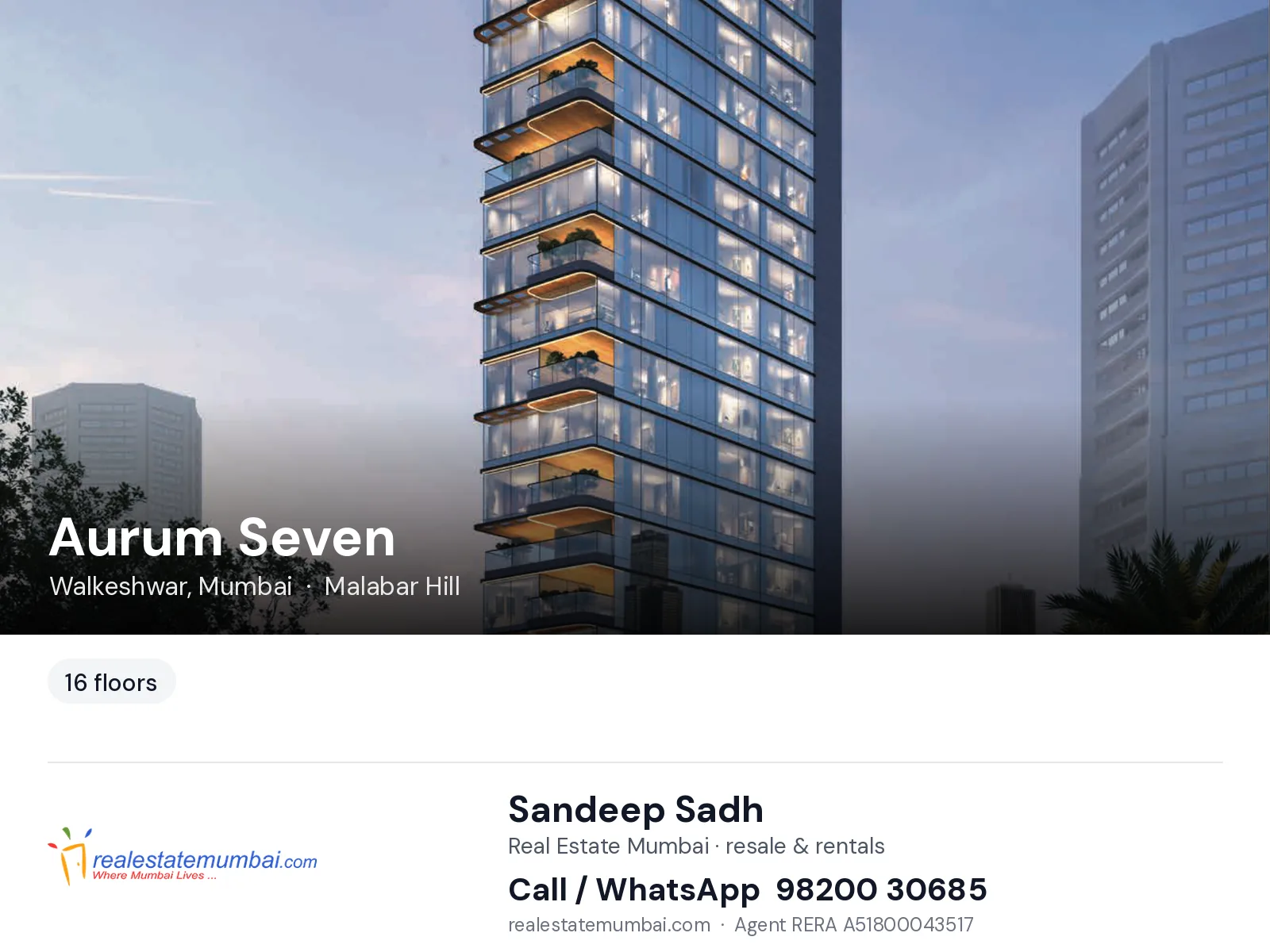 Aurum Seven, Walkeshwar, Mumbai — flats | Real Estate Mumbai, Sandeep Sadh 98200 30685