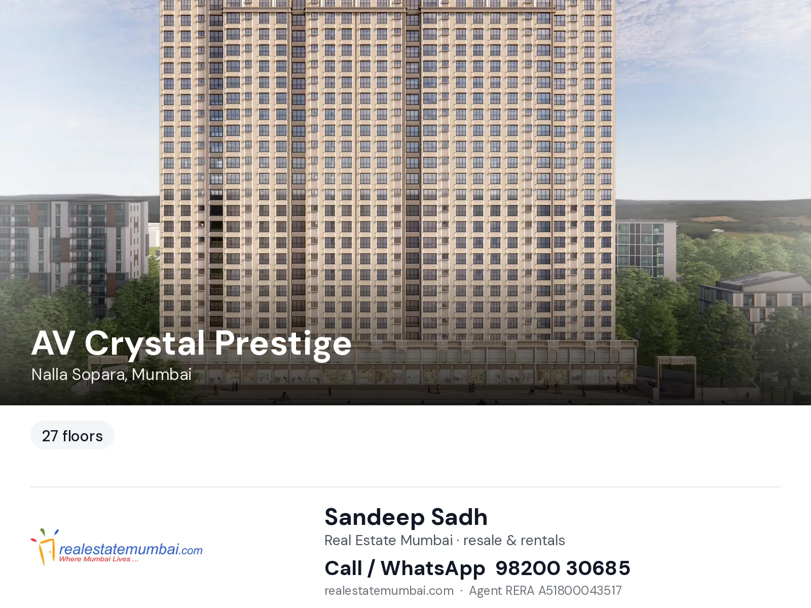 AV Crystal Prestige, Nalla Sopara, Mumbai — flats | Real Estate Mumbai, Sandeep Sadh 98200 30685