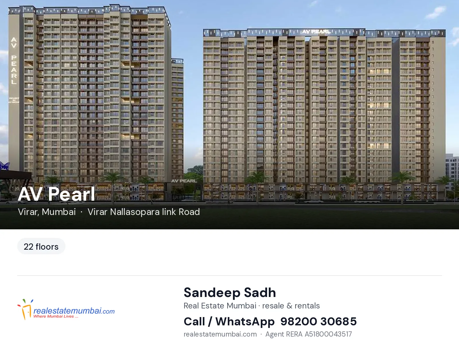 AV Pearl, Virar, Mumbai — flats | Real Estate Mumbai, Sandeep Sadh 98200 30685