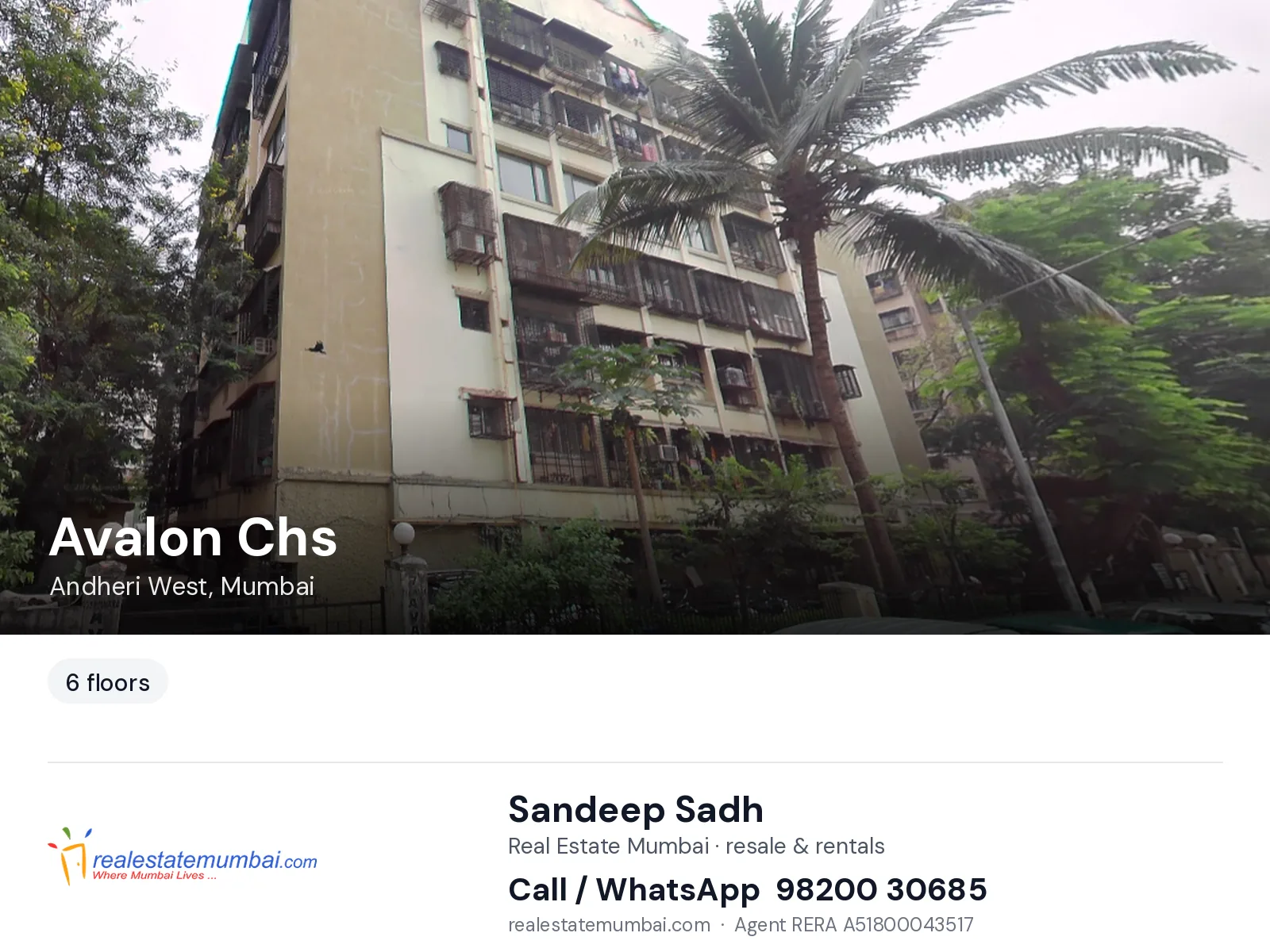 Avalon Chs, Andheri West, Mumbai — flats | Real Estate Mumbai, Sandeep Sadh 98200 30685