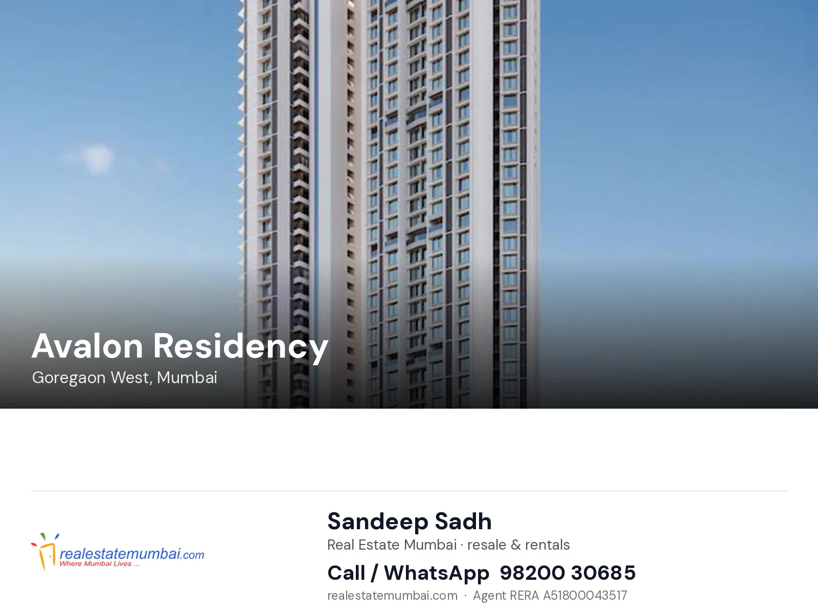 Avalon Residency, Goregaon West, Mumbai — flats | Real Estate Mumbai, Sandeep Sadh 98200 30685