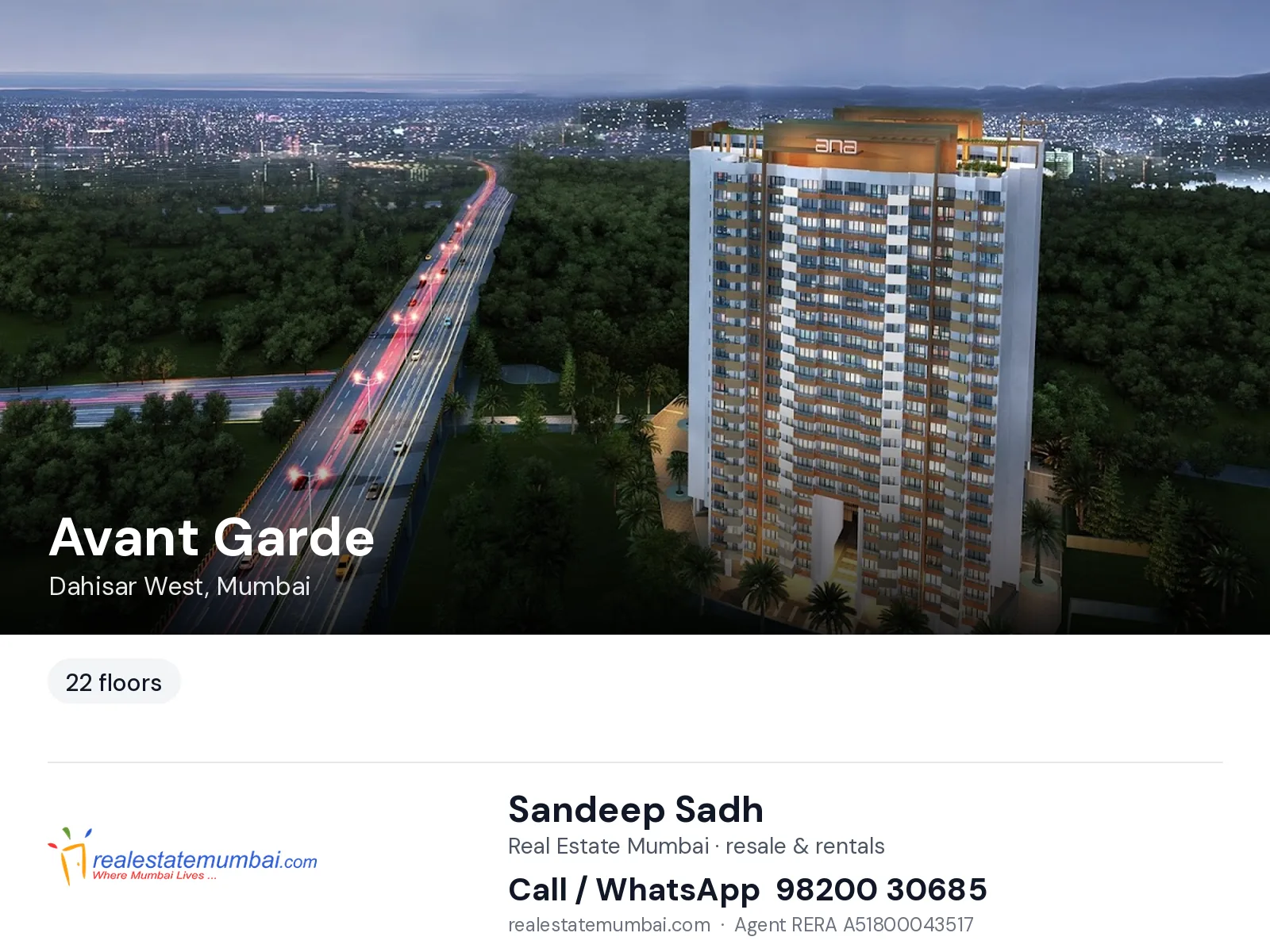 Avant Garde, Dahisar West, Mumbai — flats | Real Estate Mumbai, Sandeep Sadh 98200 30685