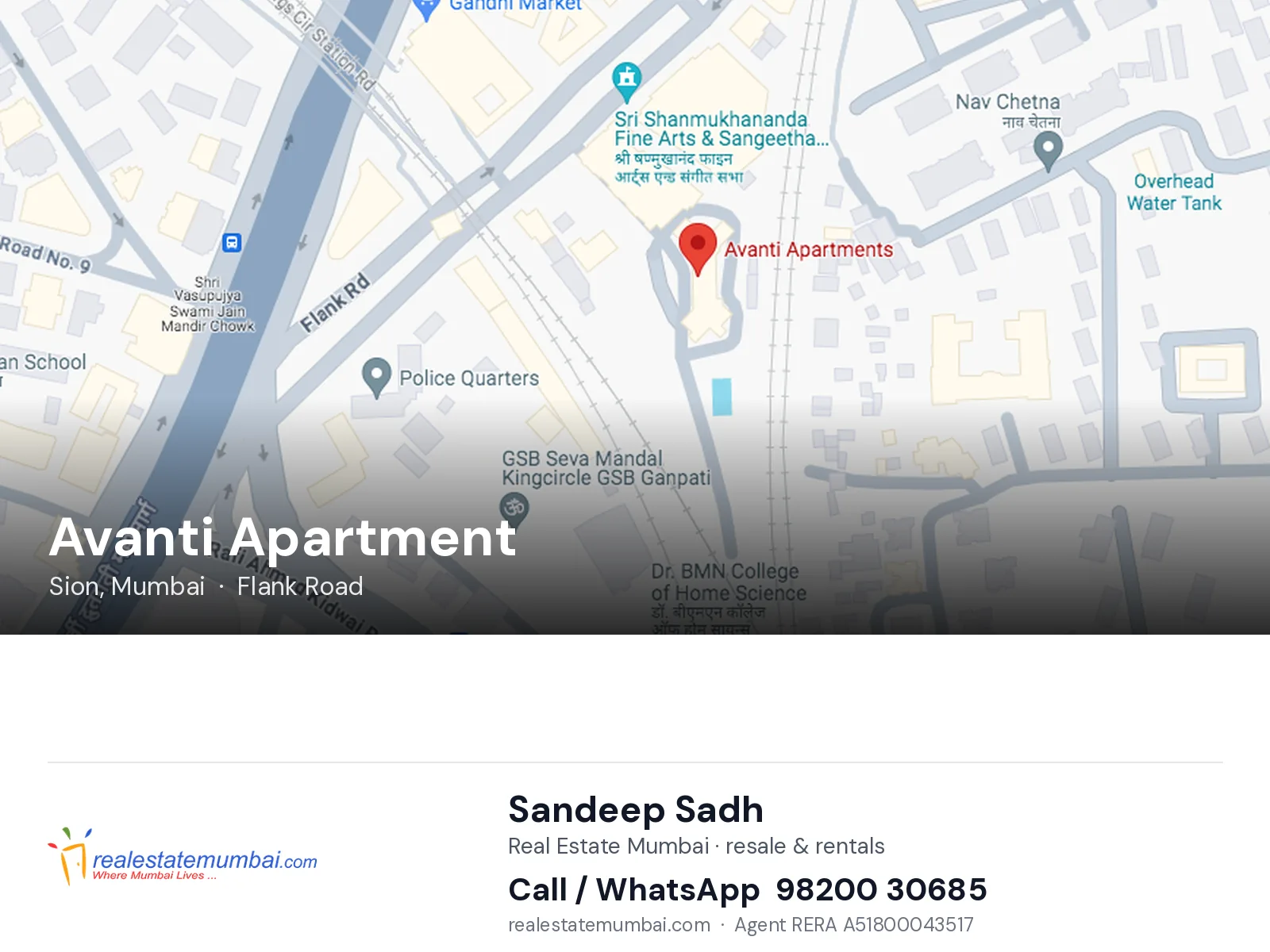 Avanti Apartment, Sion, Mumbai — flats | Real Estate Mumbai, Sandeep Sadh 98200 30685