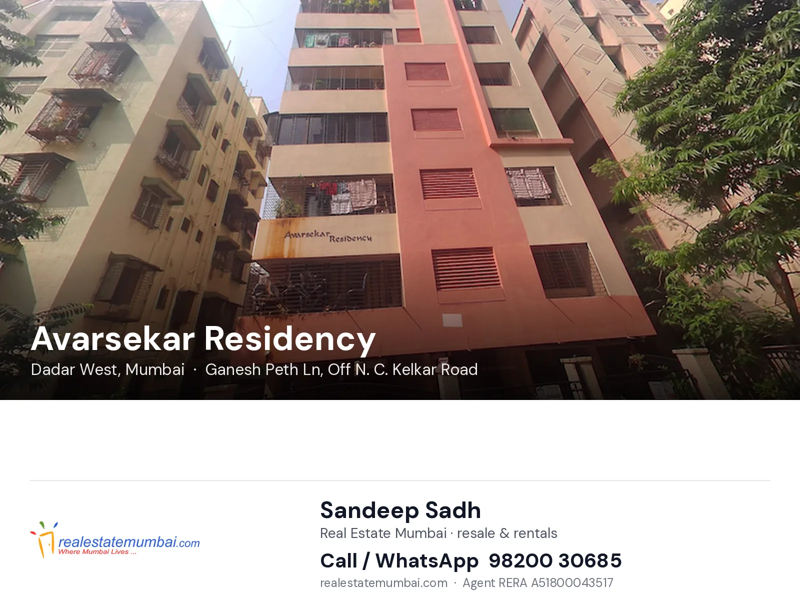 Avarsekar Residency, Dadar West, Mumbai — flats | Real Estate Mumbai, Sandeep Sadh 98200 30685