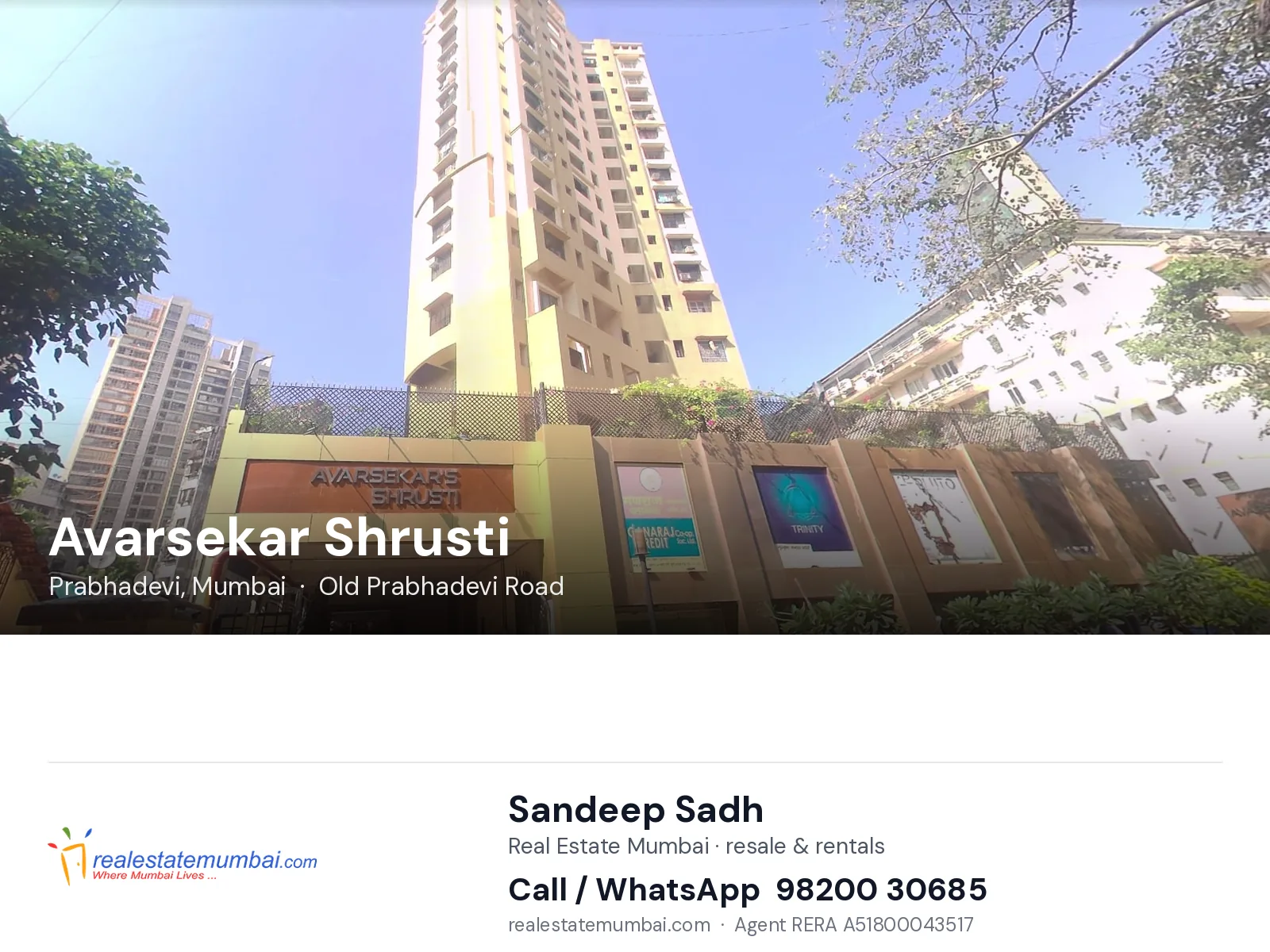 Avarsekar Shrusti, Prabhadevi, Mumbai — flats | Real Estate Mumbai, Sandeep Sadh 98200 30685