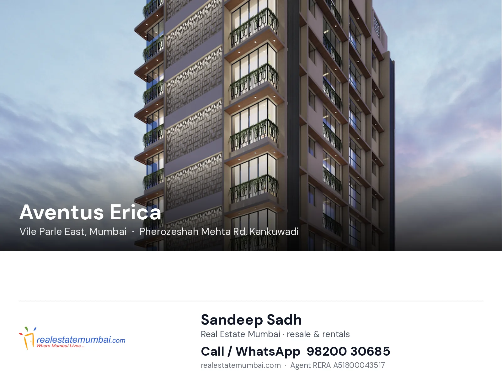 Aventus Erica, Vile Parle East, Mumbai — flats | Real Estate Mumbai, Sandeep Sadh 98200 30685