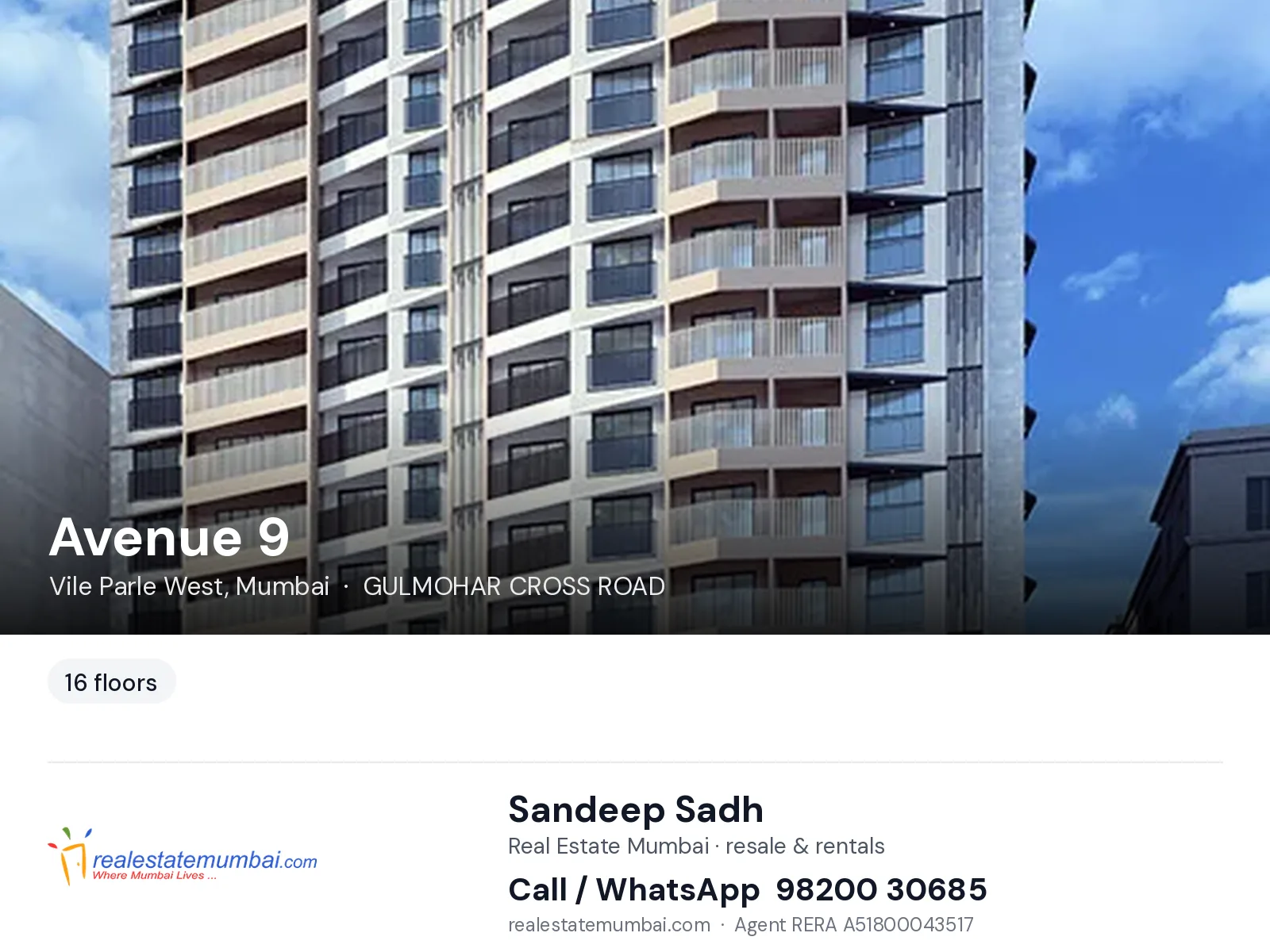 Avenue 9, Vile Parle West, Mumbai — flats | Real Estate Mumbai, Sandeep Sadh 98200 30685