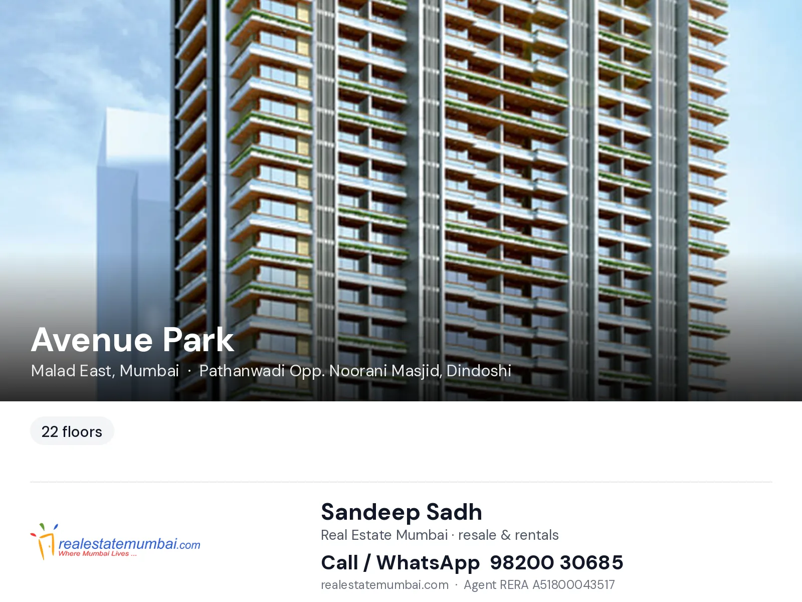Avenue Park, Malad East, Mumbai — flats | Real Estate Mumbai, Sandeep Sadh 98200 30685