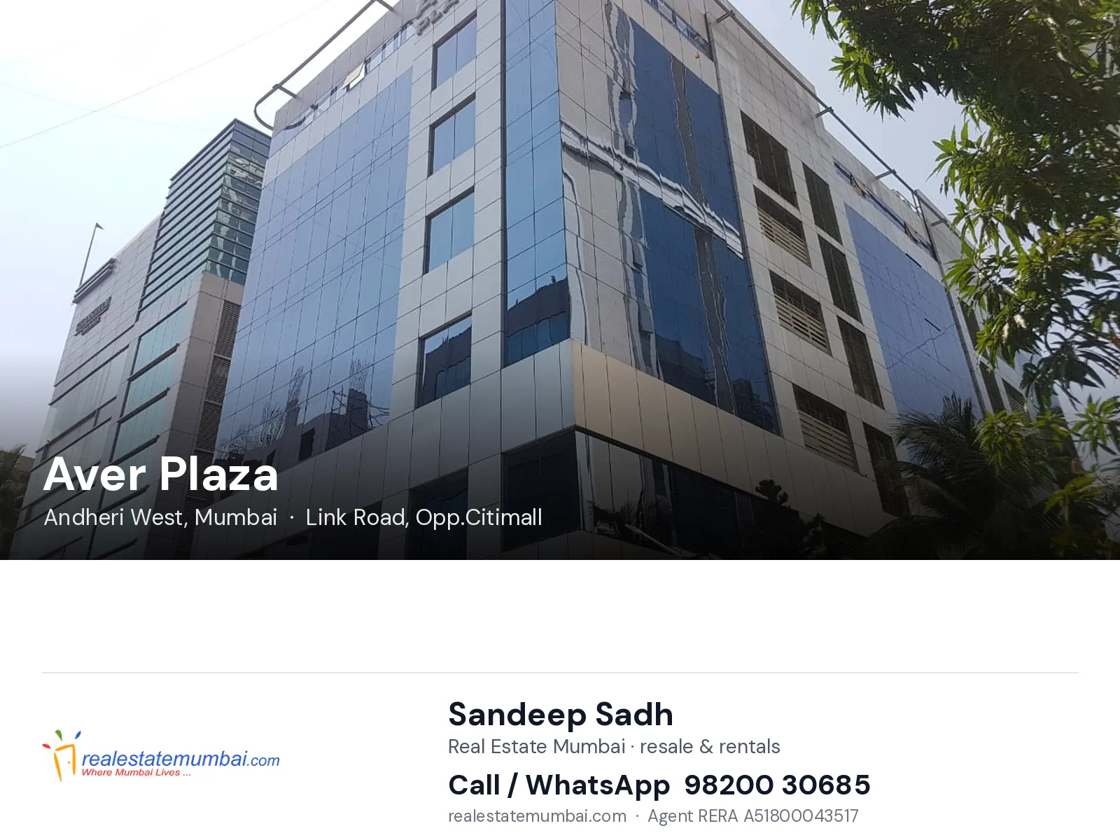 Aver Plaza, Andheri West, Mumbai — flats | Real Estate Mumbai, Sandeep Sadh 98200 30685