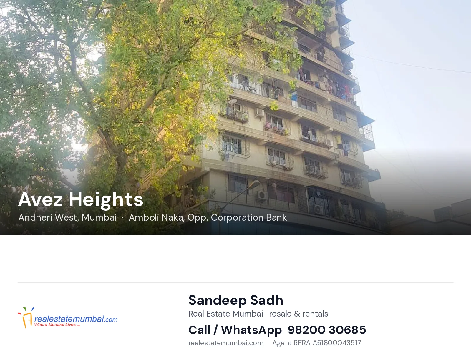 Avez Heights, Andheri West, Mumbai — flats | Real Estate Mumbai, Sandeep Sadh 98200 30685