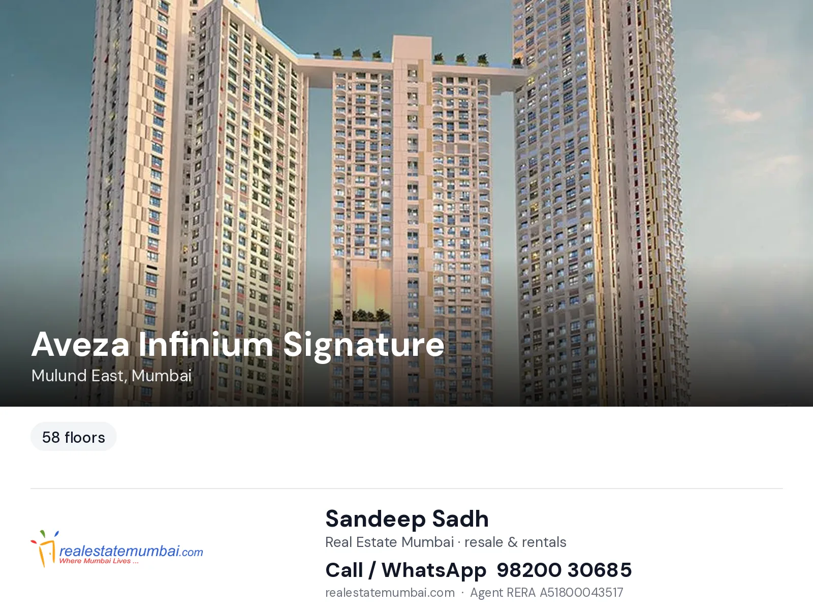 Aveza Infinium Signature, Mulund East, Mumbai — flats | Real Estate Mumbai, Sandeep Sadh 98200 30685