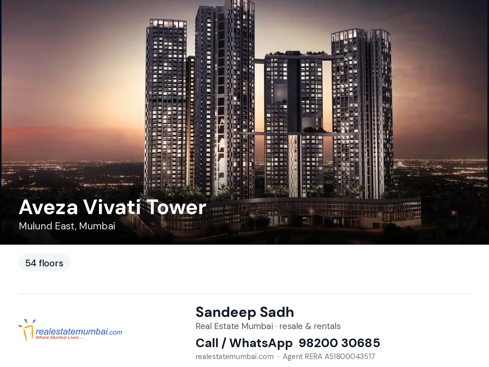 Aveza Vivati Tower, Mulund East, Mumbai — flats | Real Estate Mumbai, Sandeep Sadh 98200 30685