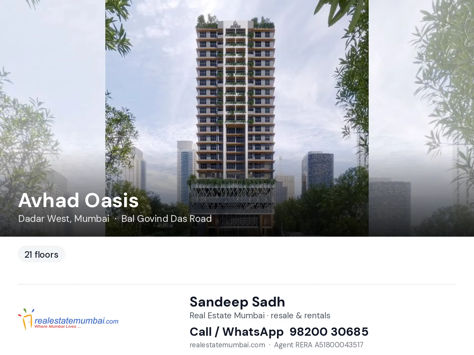 Avhad Oasis, Dadar West, Mumbai — flats | Real Estate Mumbai, Sandeep Sadh 98200 30685