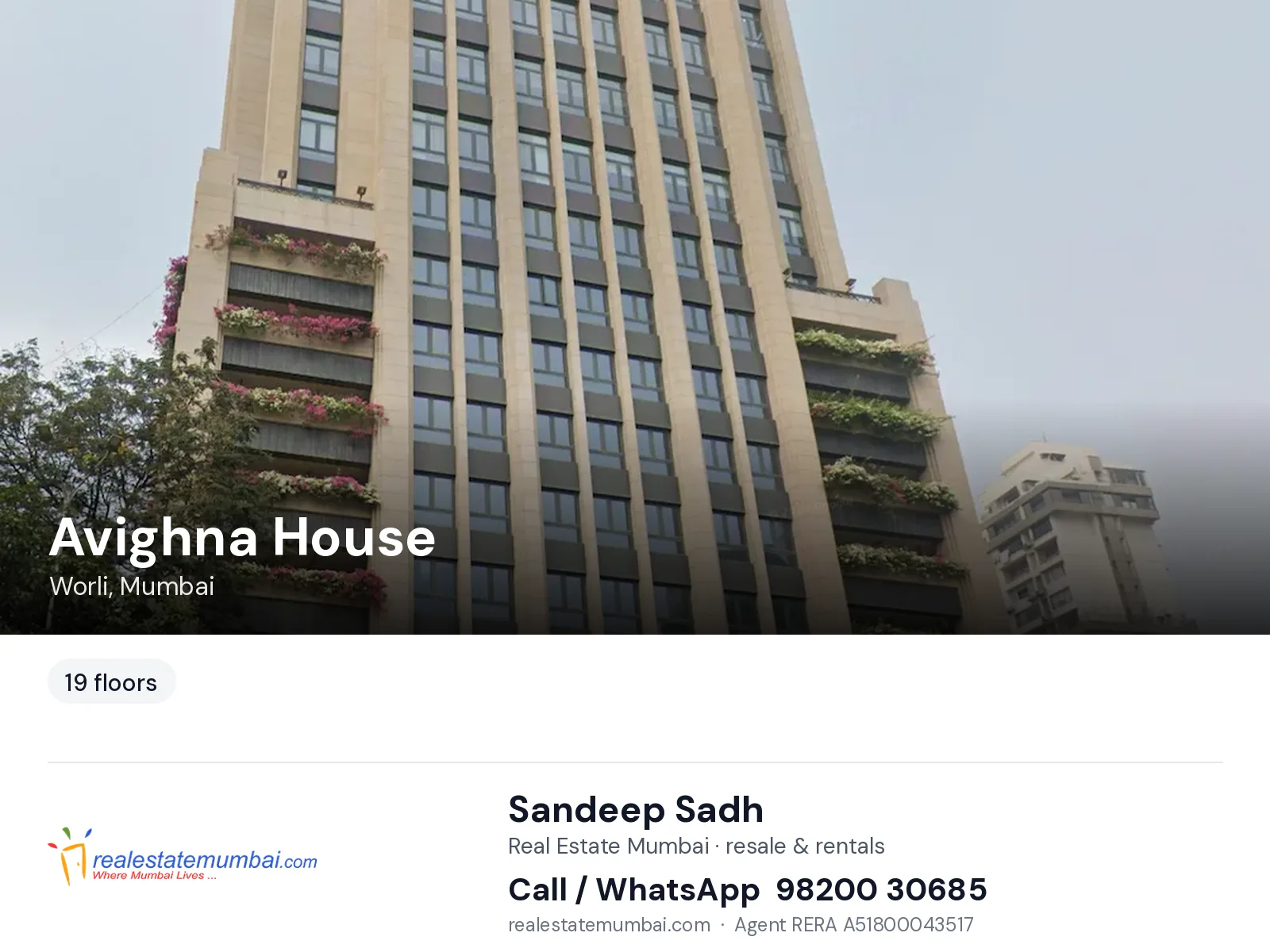 Avighna House, Worli, Mumbai — flats | Real Estate Mumbai, Sandeep Sadh 98200 30685