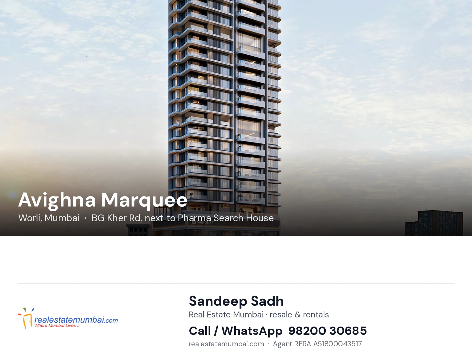 Avighna Marquee, Worli, Mumbai — flats | Real Estate Mumbai, Sandeep Sadh 98200 30685