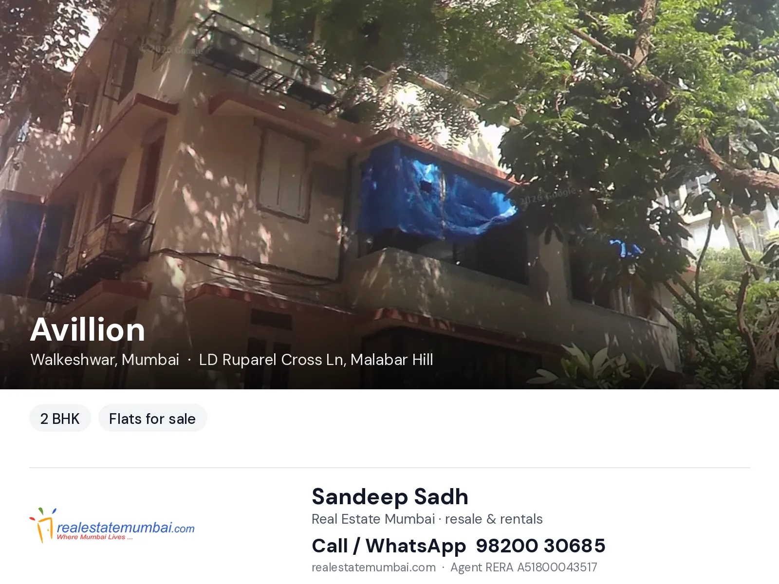 Avillion, Walkeshwar, Mumbai — 2 BHK flats for sale | Real Estate Mumbai, Sandeep Sadh 98200 30685
