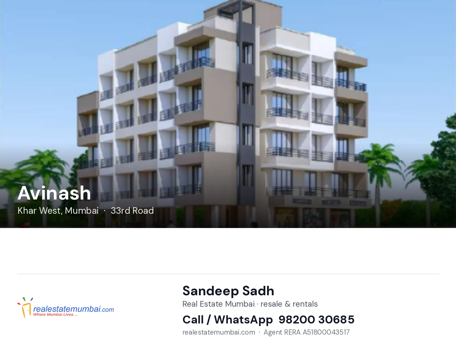 Avinash, Khar West, Mumbai — flats | Real Estate Mumbai, Sandeep Sadh 98200 30685