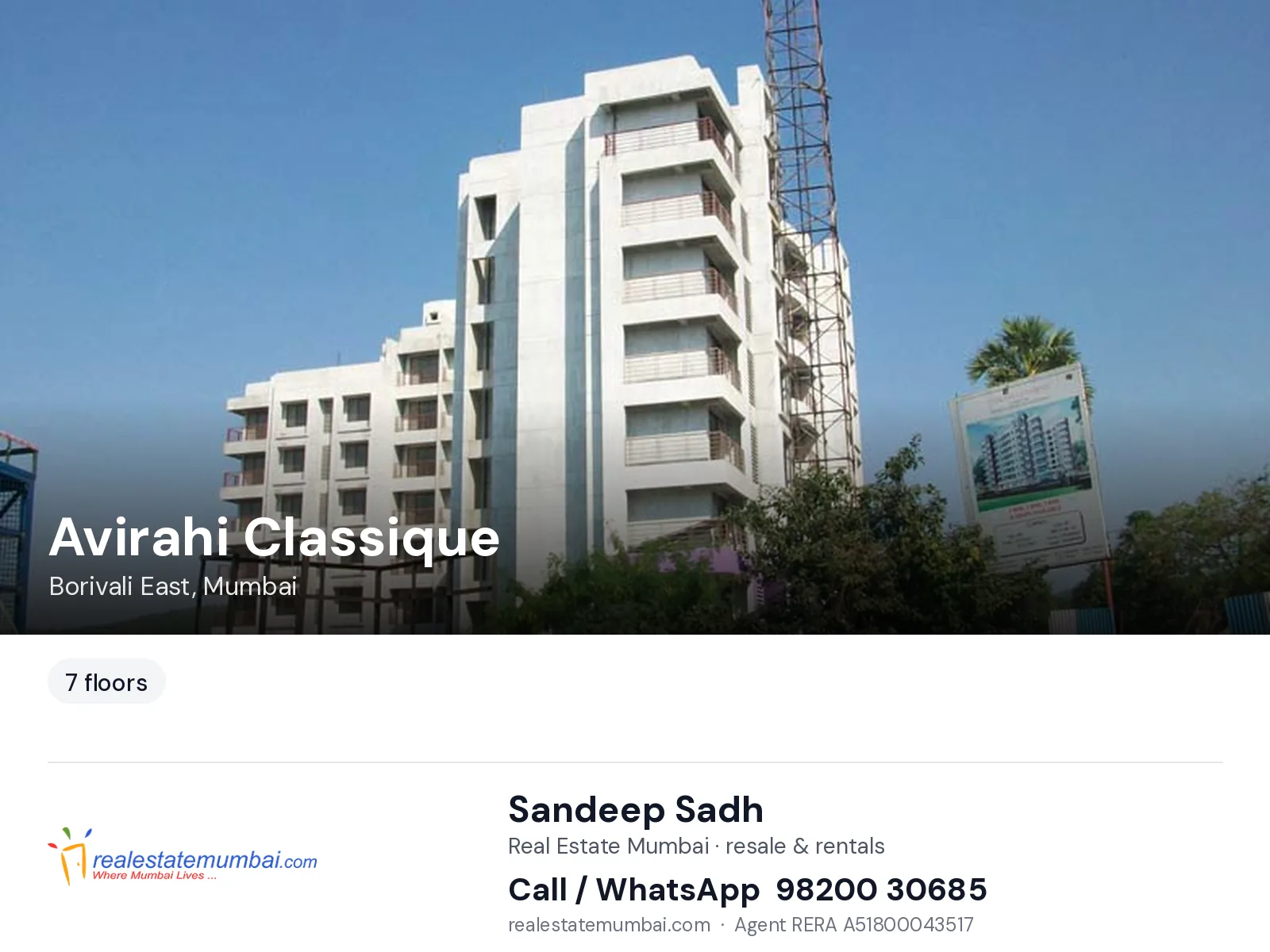 Avirahi Classique, Borivali East, Mumbai — flats | Real Estate Mumbai, Sandeep Sadh 98200 30685