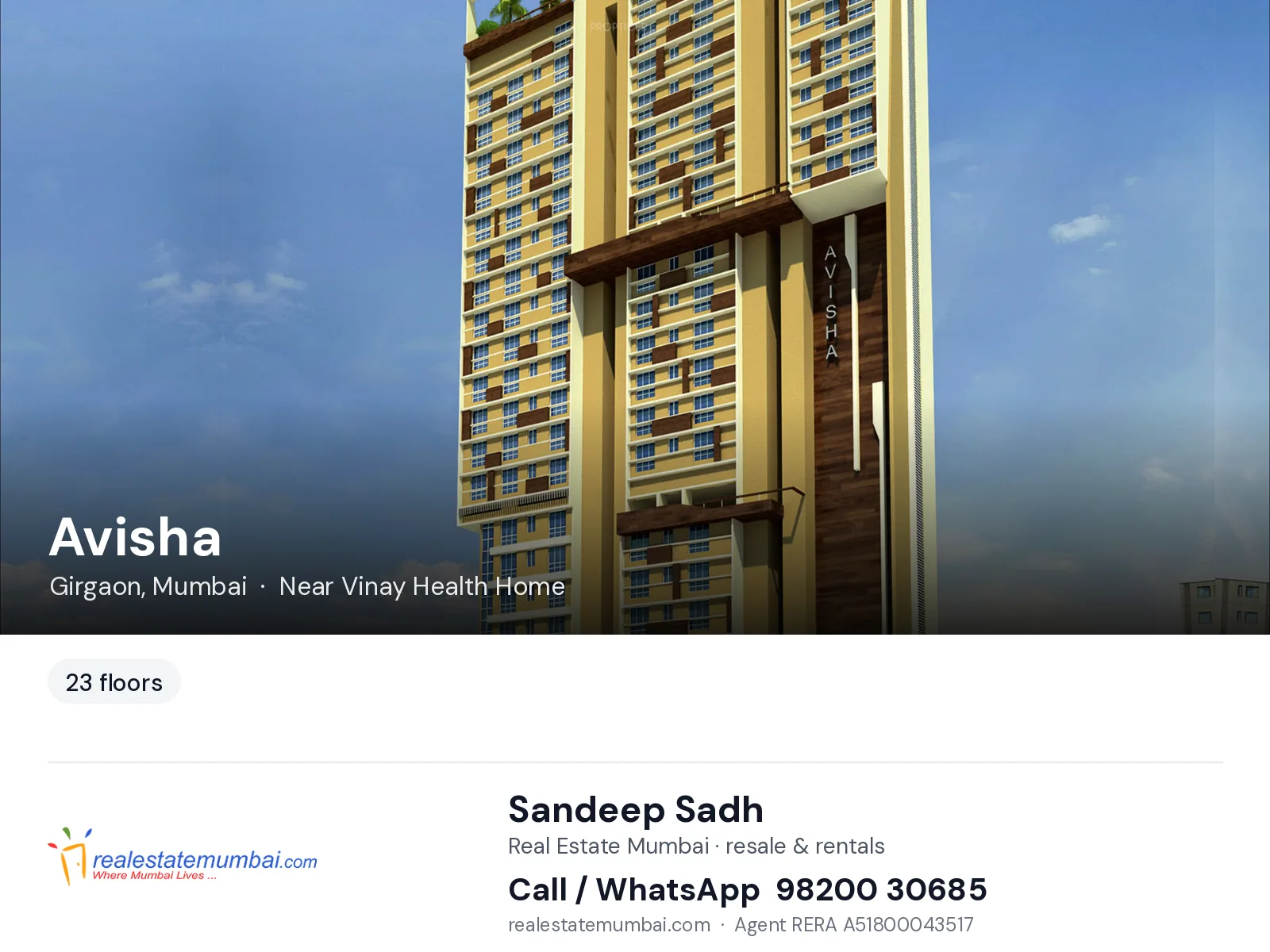 Avisha, Girgaon, Mumbai — flats | Real Estate Mumbai, Sandeep Sadh 98200 30685