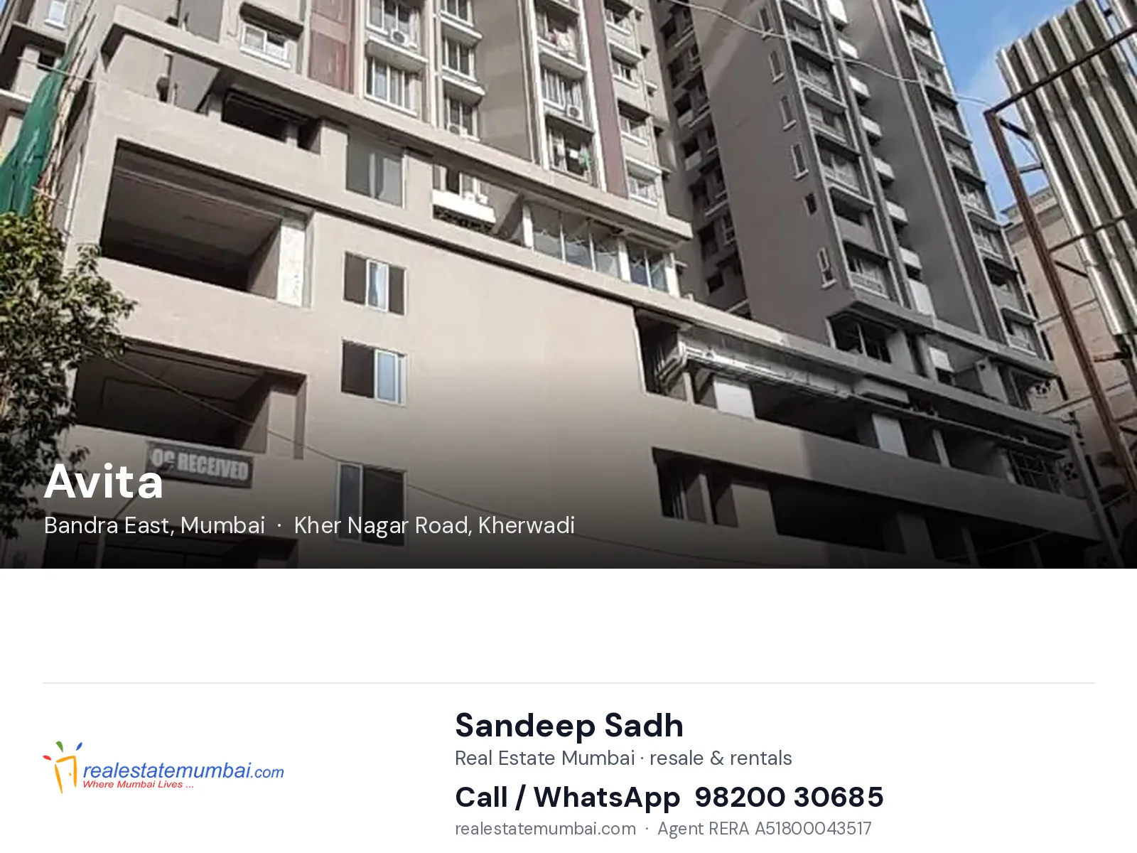Avita, Bandra East, Mumbai — flats | Real Estate Mumbai, Sandeep Sadh 98200 30685