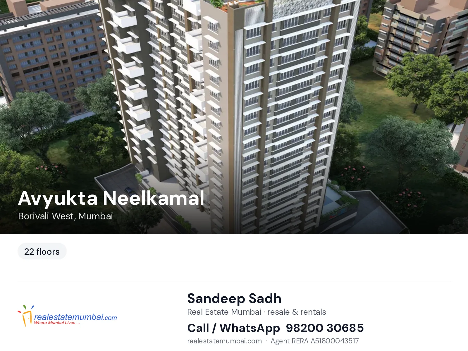 Avyukta Neelkamal, Borivali West, Mumbai — flats | Real Estate Mumbai, Sandeep Sadh 98200 30685