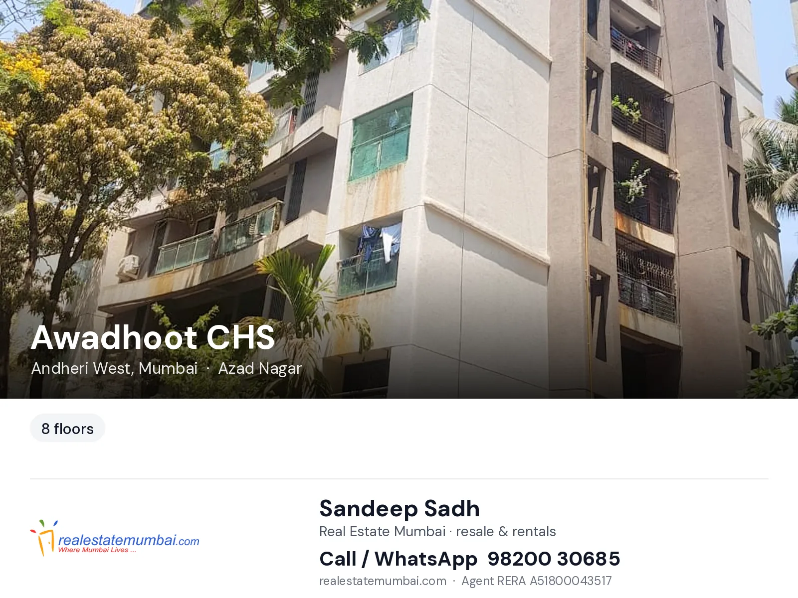 Awadhoot CHS, Andheri West, Mumbai — flats | Real Estate Mumbai, Sandeep Sadh 98200 30685