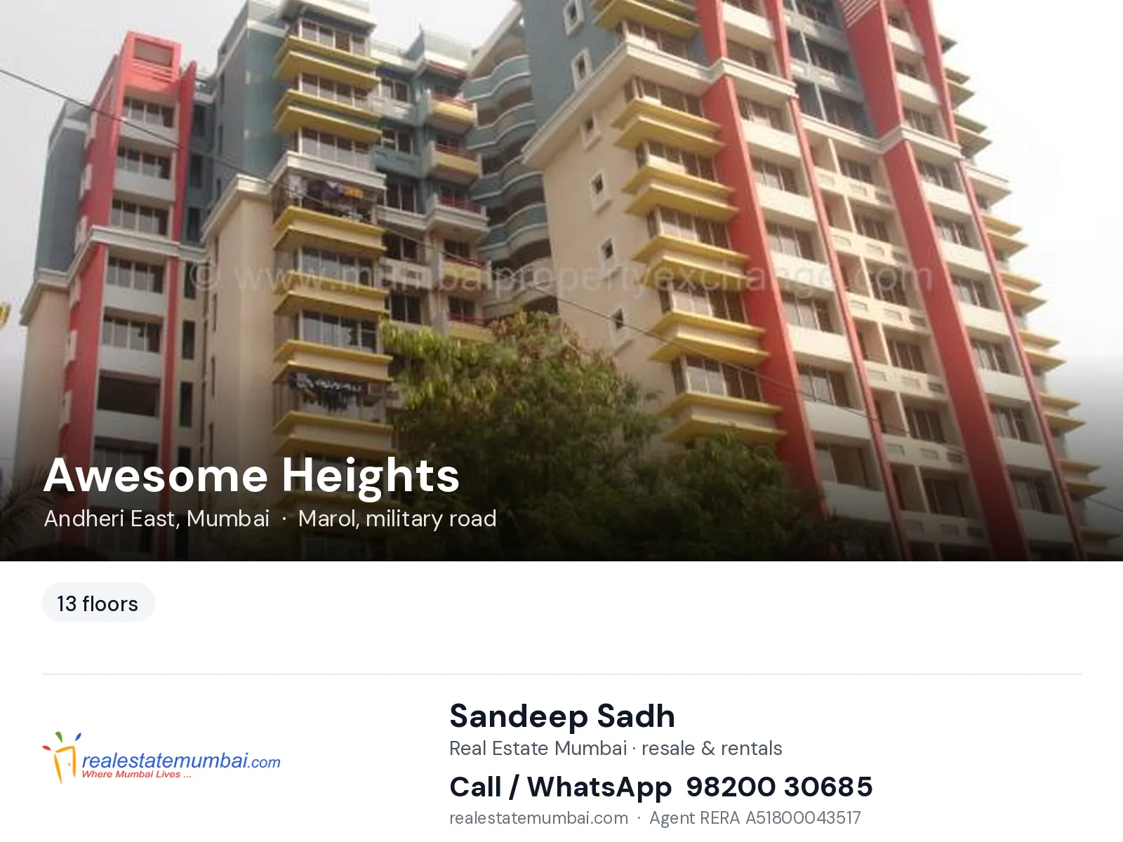 Awesome Heights, Andheri East, Mumbai — flats | Real Estate Mumbai, Sandeep Sadh 98200 30685