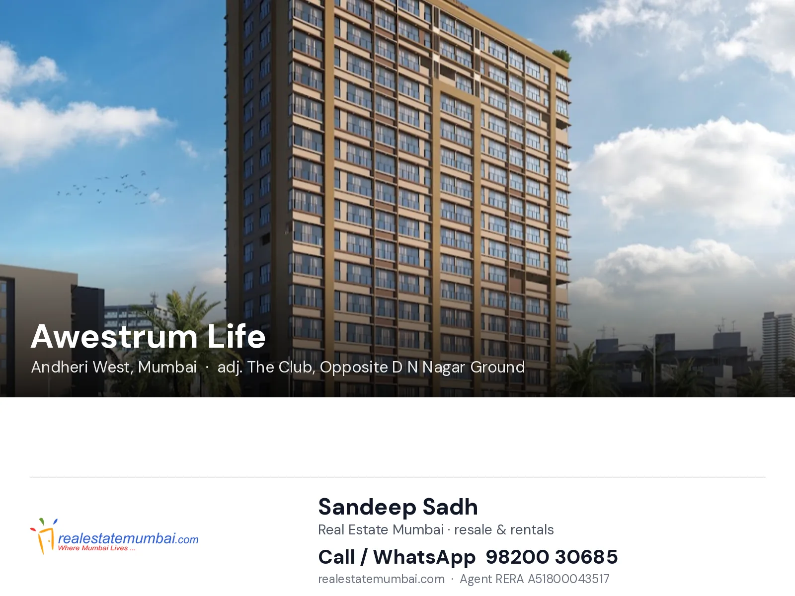 Awestrum Life, Andheri West, Mumbai — flats | Real Estate Mumbai, Sandeep Sadh 98200 30685