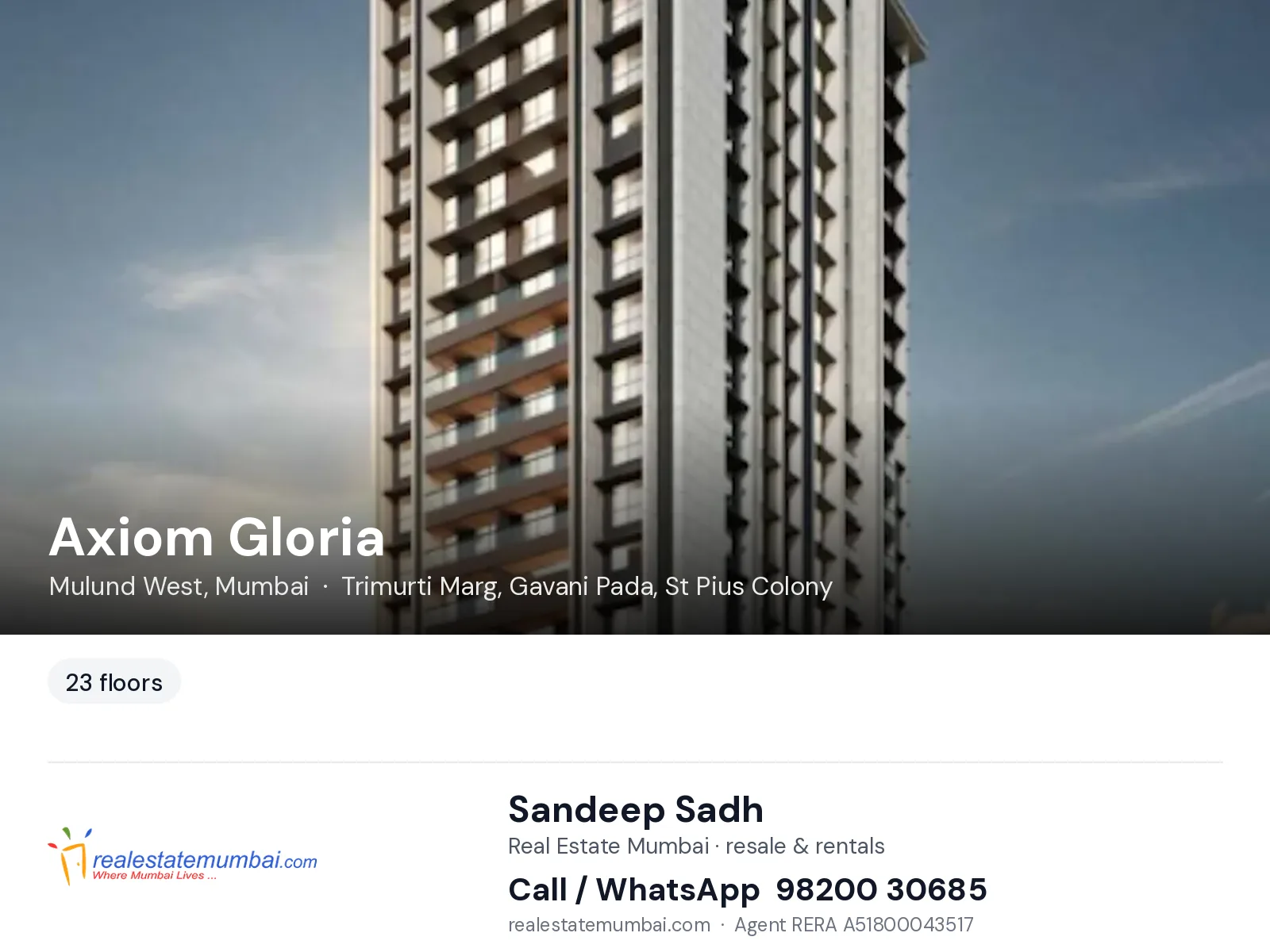 Axiom Gloria, Mulund West, Mumbai — flats | Real Estate Mumbai, Sandeep Sadh 98200 30685