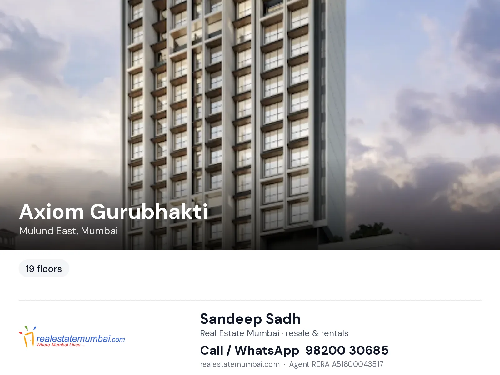 Axiom Gurubhakti, Mulund East, Mumbai — flats | Real Estate Mumbai, Sandeep Sadh 98200 30685