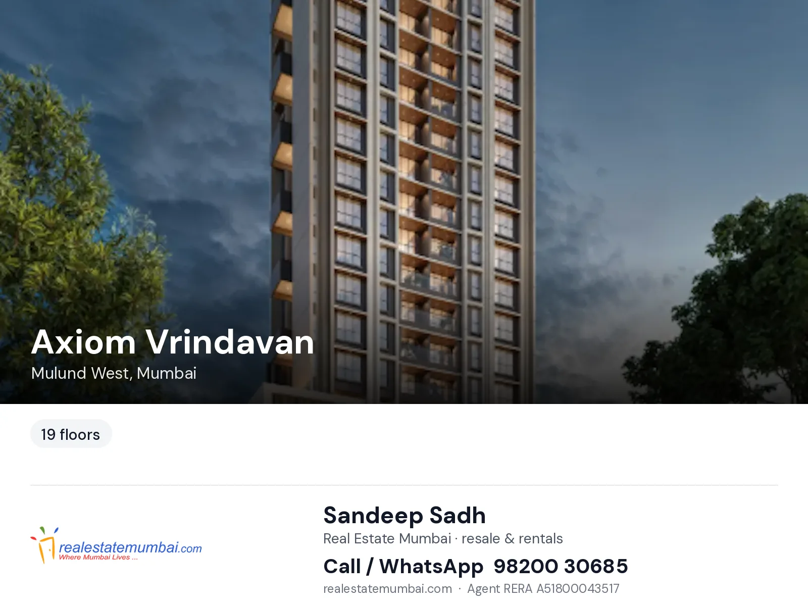 Axiom Vrindavan, Mulund West, Mumbai — flats | Real Estate Mumbai, Sandeep Sadh 98200 30685